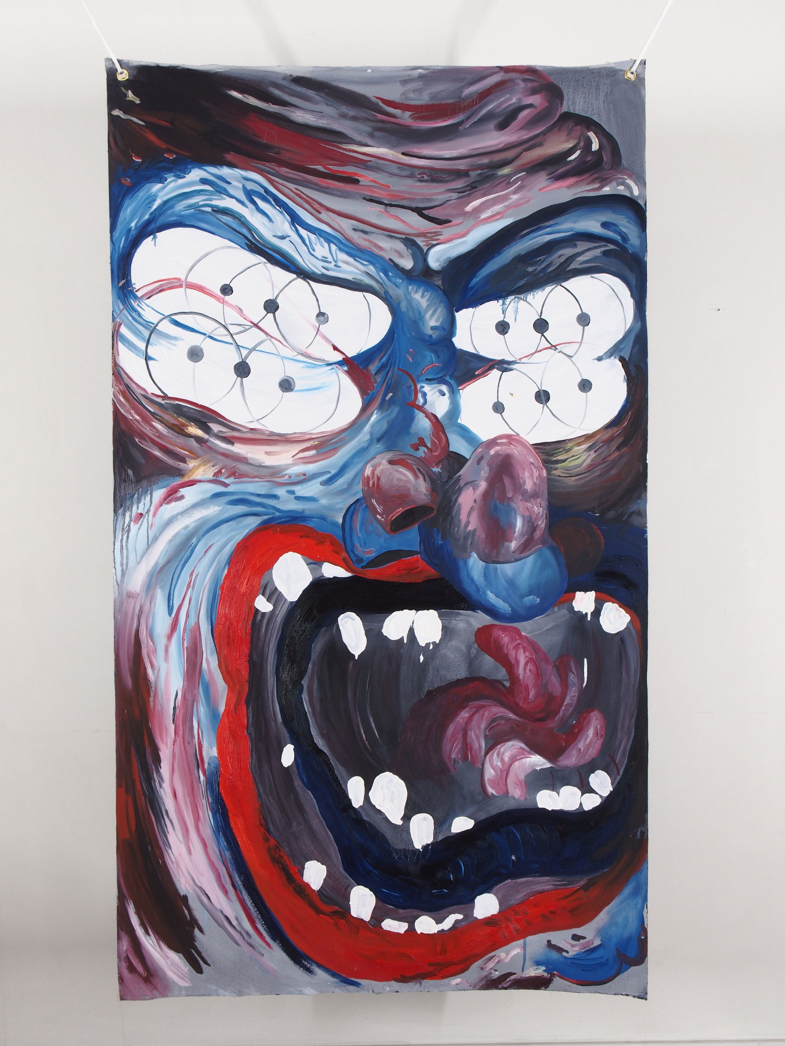  Morgan Mandalay  Screamer 3 , 2018 Oil paint on double-sided canvas 70 x 36 inches 