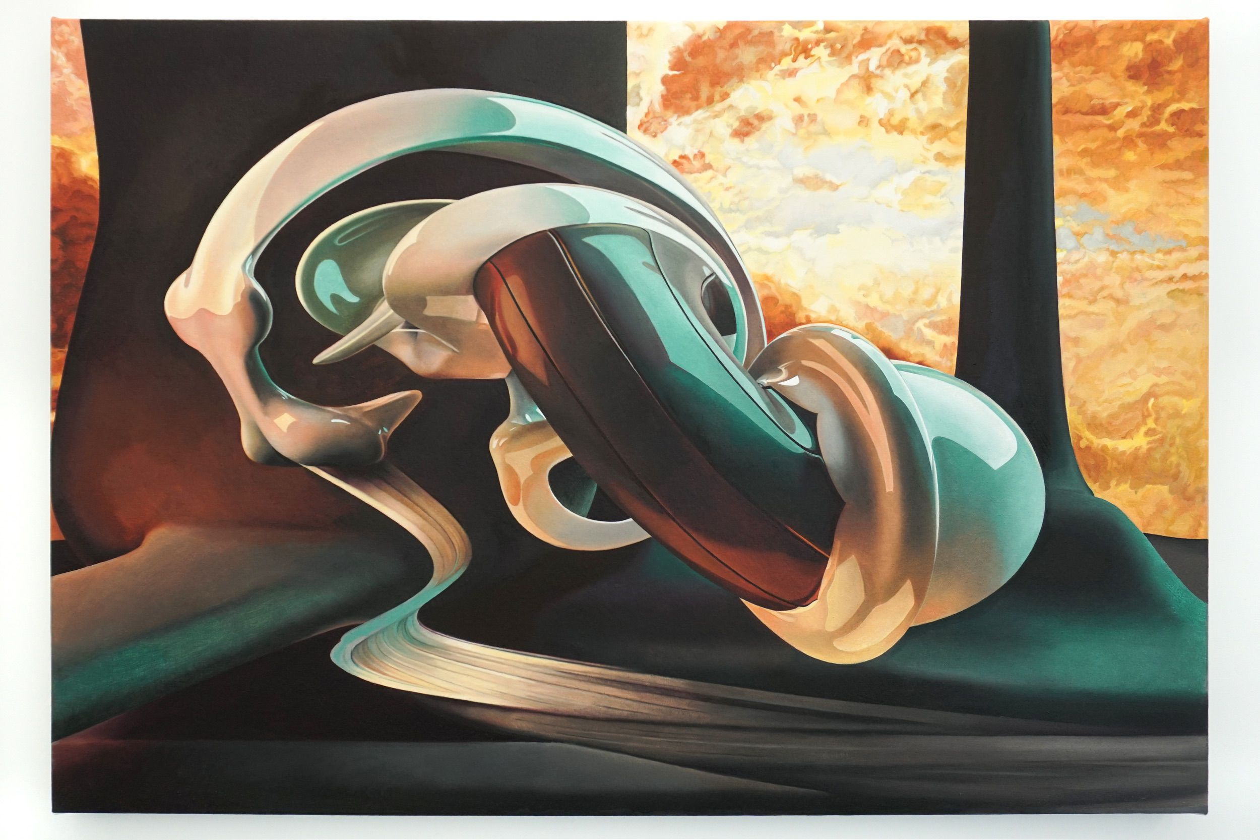  David Bayus  Demiurge in Repose , 2018 Oil on canvas 29 x 42 1/4 inches 