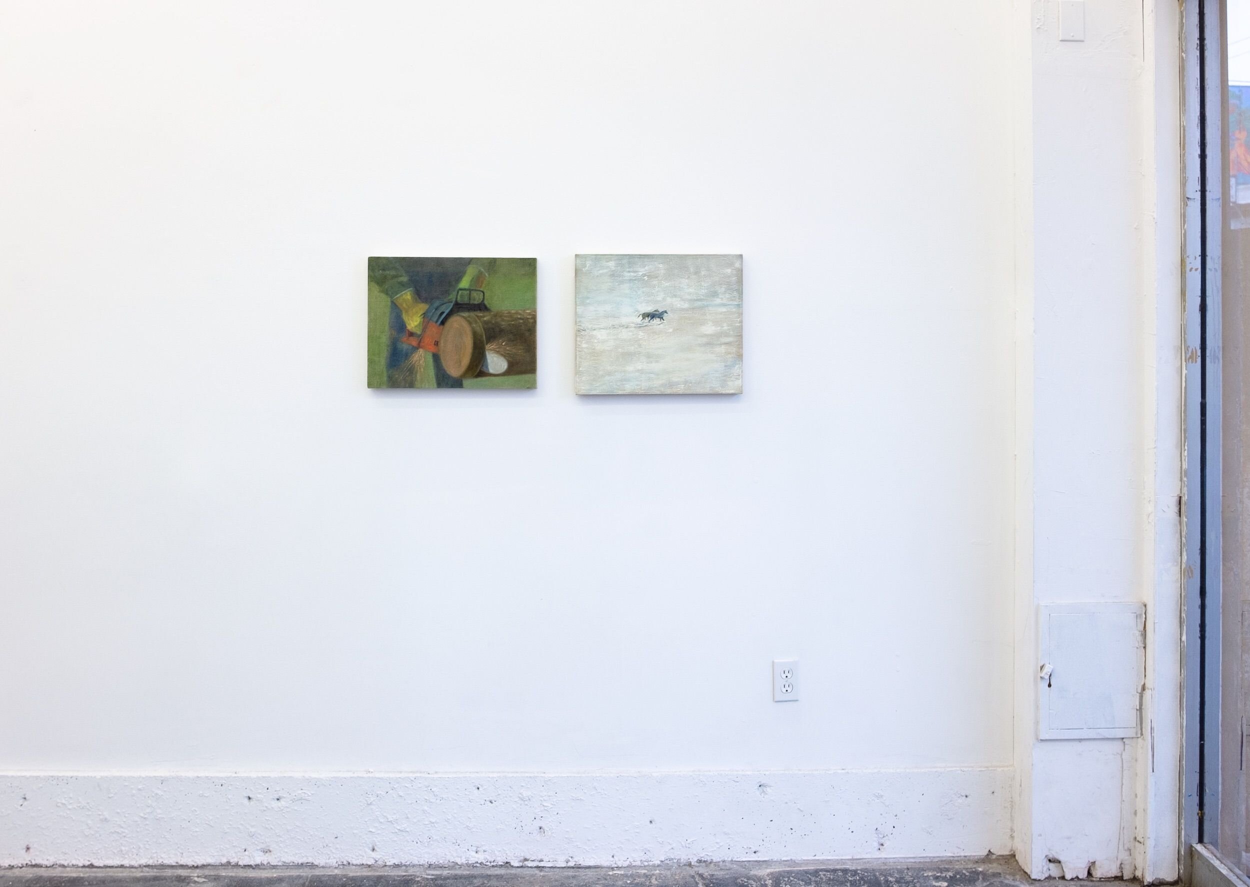 installation view: Katelyn Eichwald 'Chainsaw' &amp; 'Two Horses'
