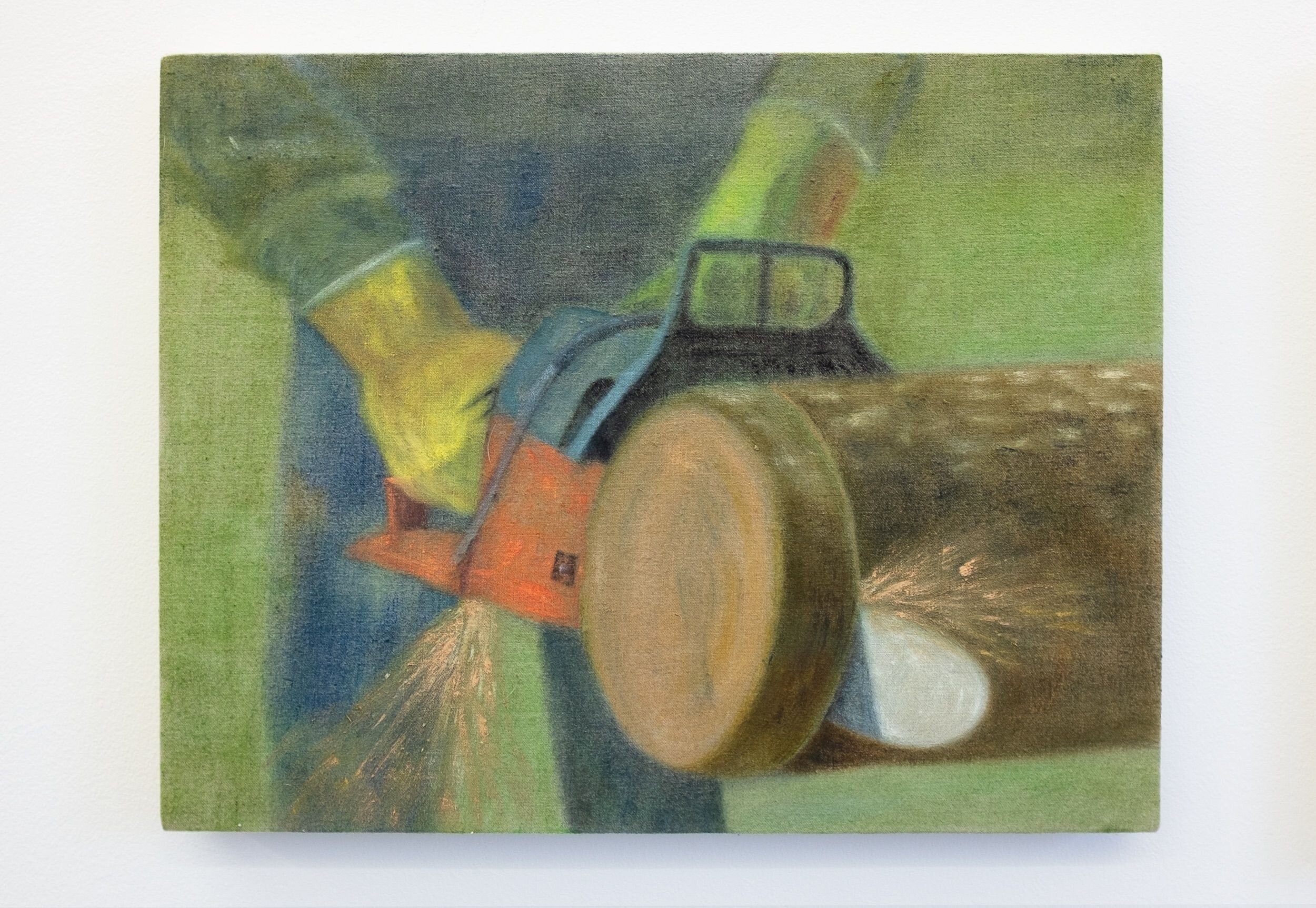  Katelyn Eichwald  Chainsaw , 2020 Oil on linen 18 x 14 inches 