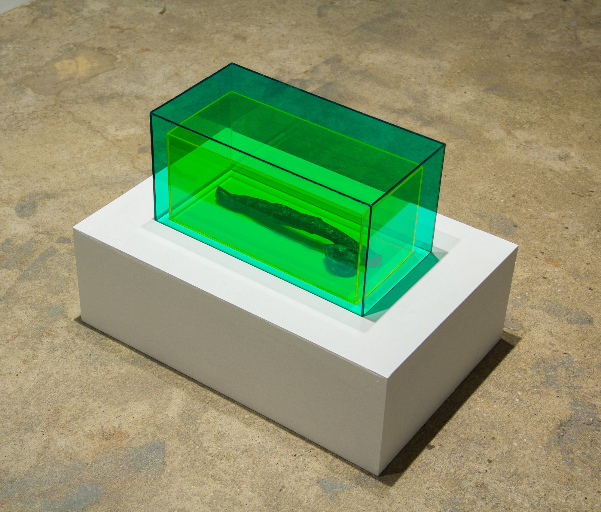 Brook Hsu, ear stick, 2014 - 2019, Bronze and acrylic plexiglass. 6 x 6 x 12 in 15.2 x 15.2 x 30.5 cm. Edition of 6