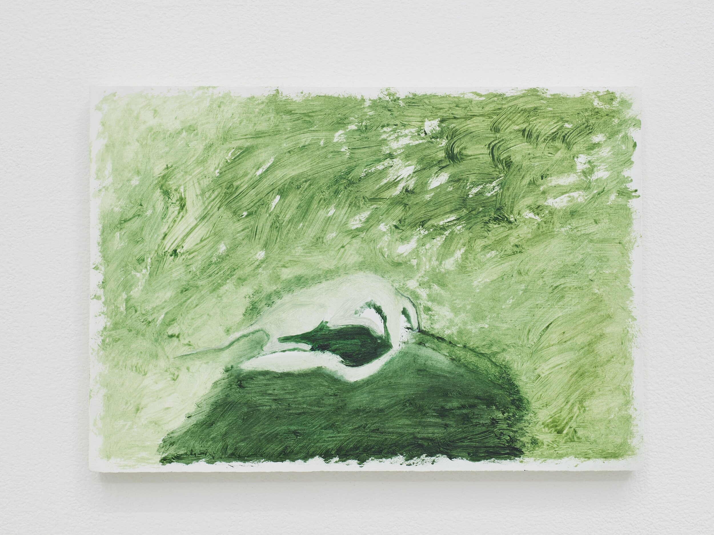 Brook Hsu, Aesop looking at his reflection in a pond 9, 2019, Oil on wood. 5 x 8 in 12.7 x 20.3 cm
