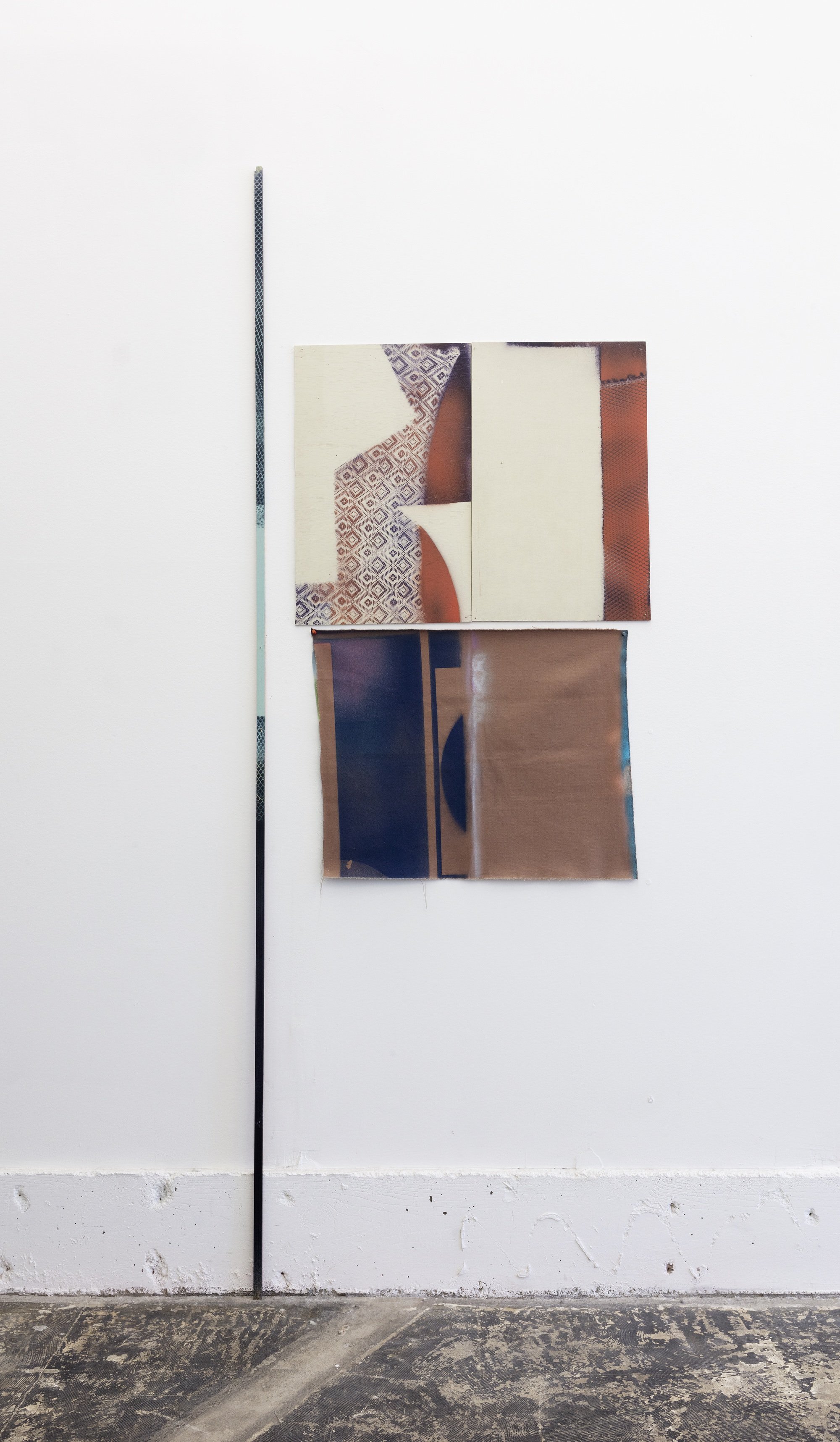  Cybele Lyle  Desert Windows 23 , 2021 Wood panel, acrylic paint, wood, fabric 46 x 32 inches + variable 