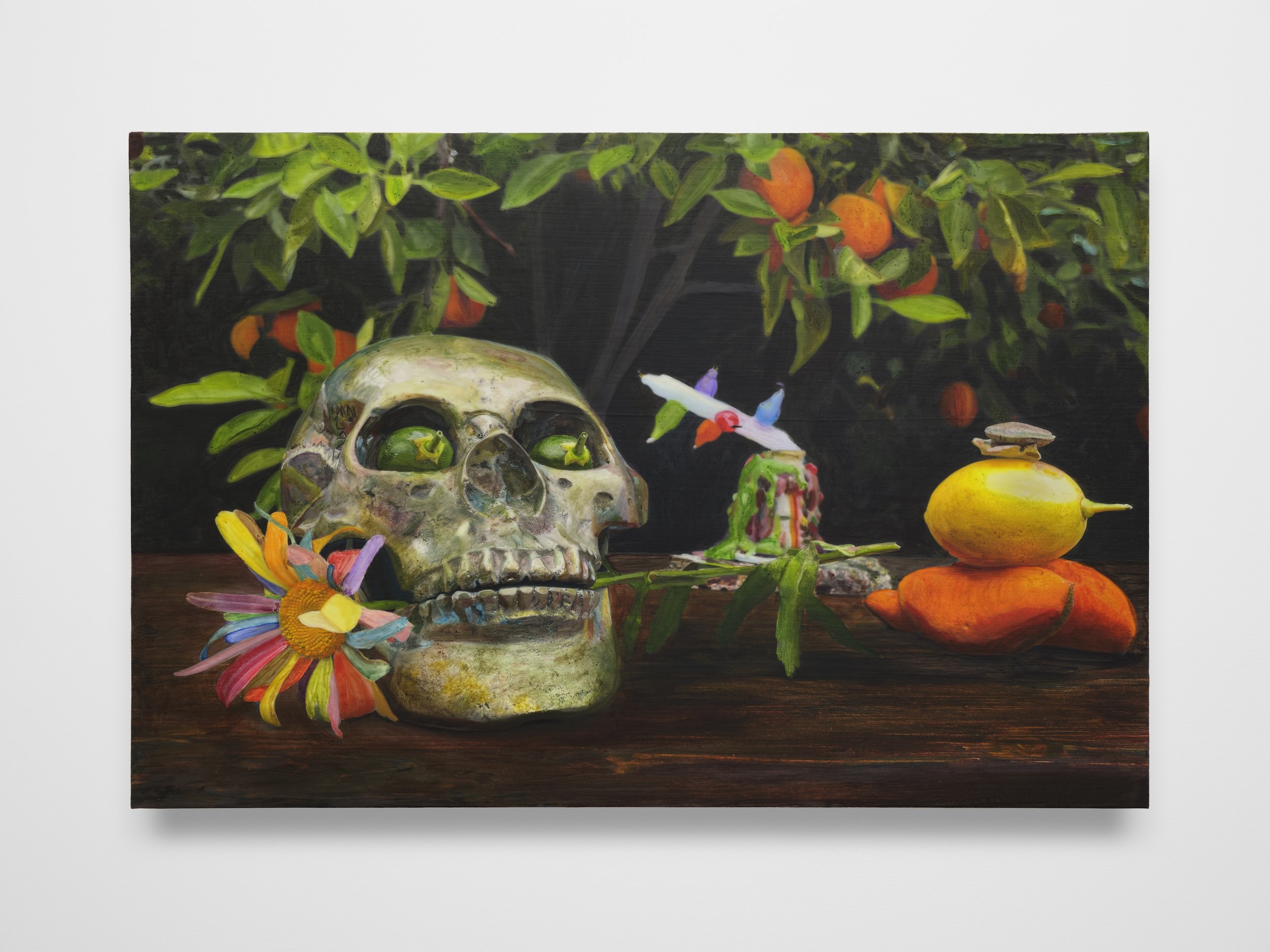  Ben Quinn  Still Life , 2022 Watercolor and UV Varnish on PVA over Inkjet Print on Paper fixed to Canvas over Panel 24x36 inches 
