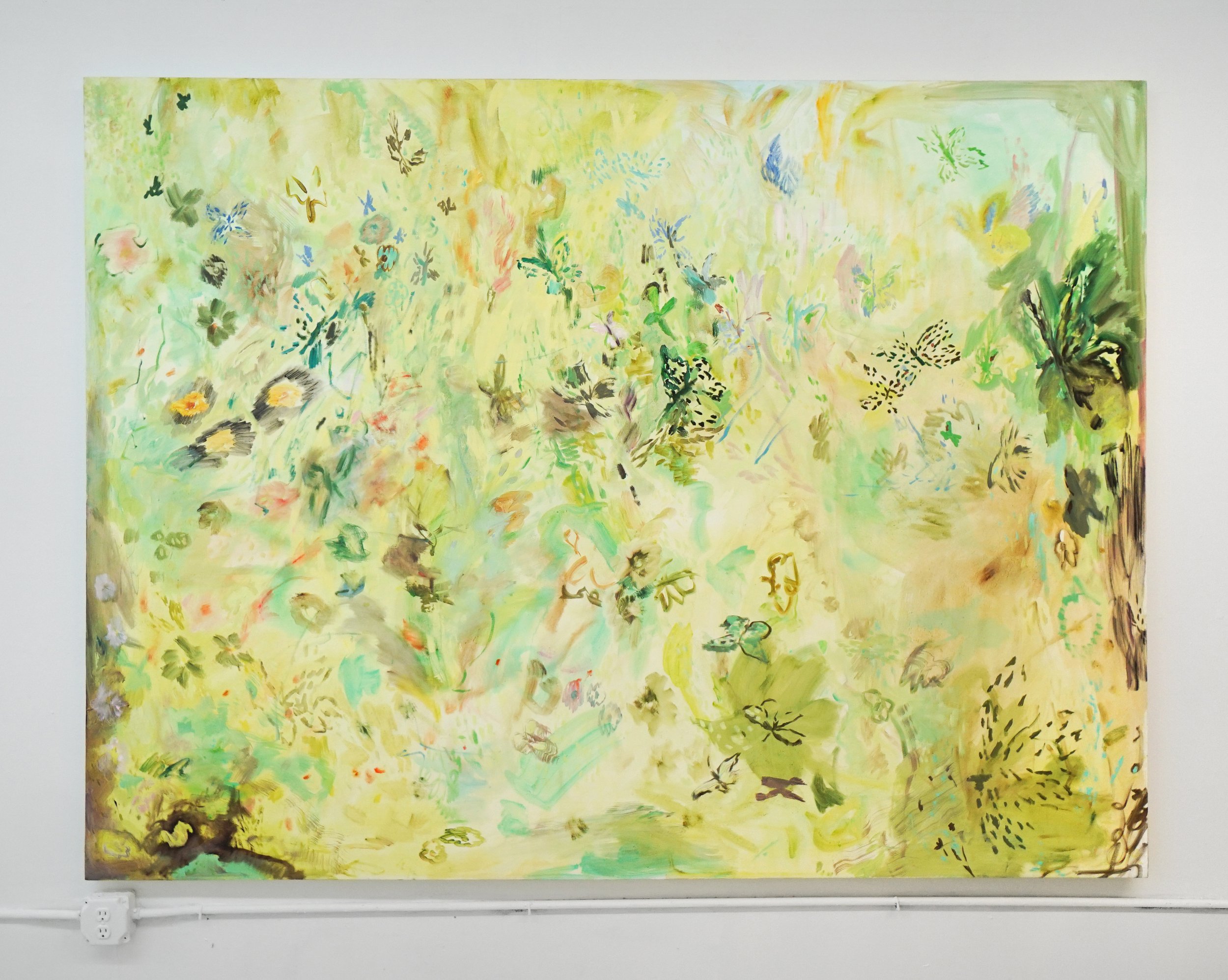  Kira Shewfelt  Daughter, (good morning light, good morning flowers) , 2022 Oil on canvas 72 x 96 inches 