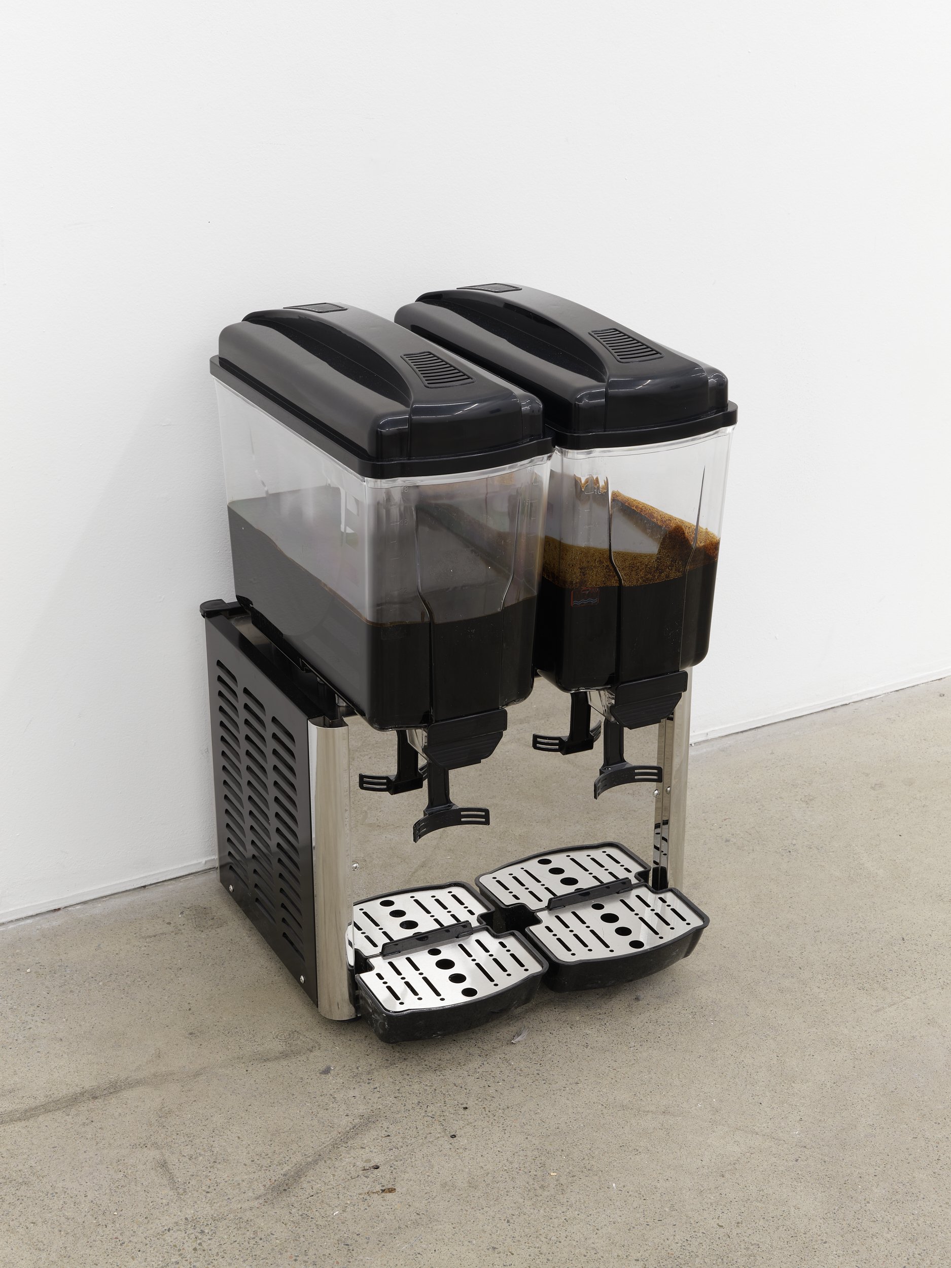  Anthony Discenza  Familiars (do you love?),  2024 West Texas asphaltic petroleum, commercial beverage dispenser 28 x 16 x 18 inches 