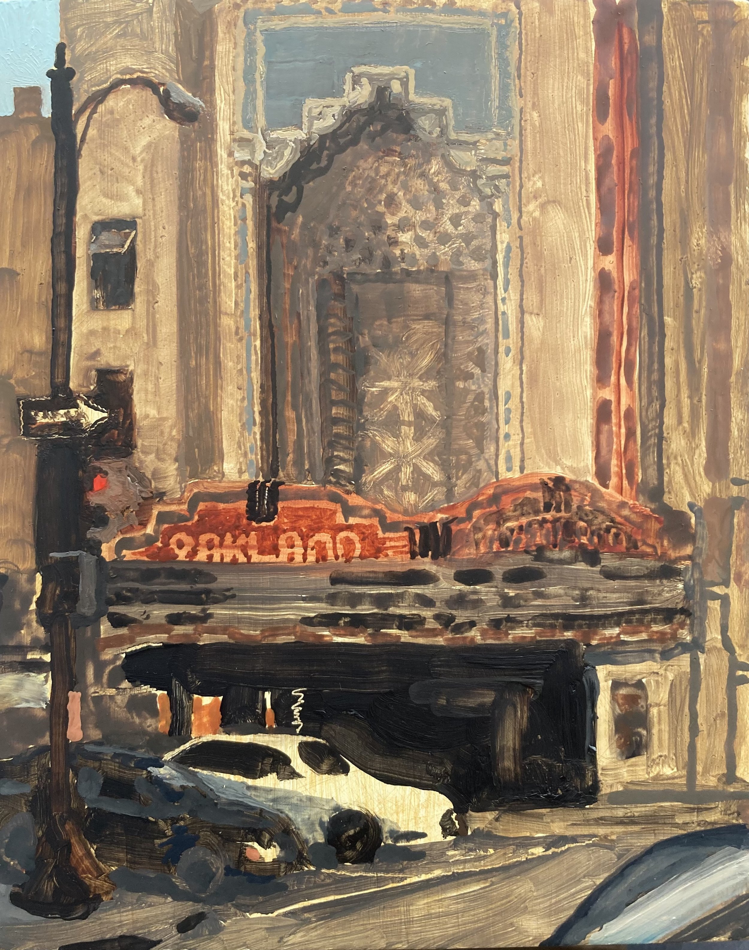  Will Yackulic  Theater , 2024 Oil on panel 9.125 x 7.25 inches 