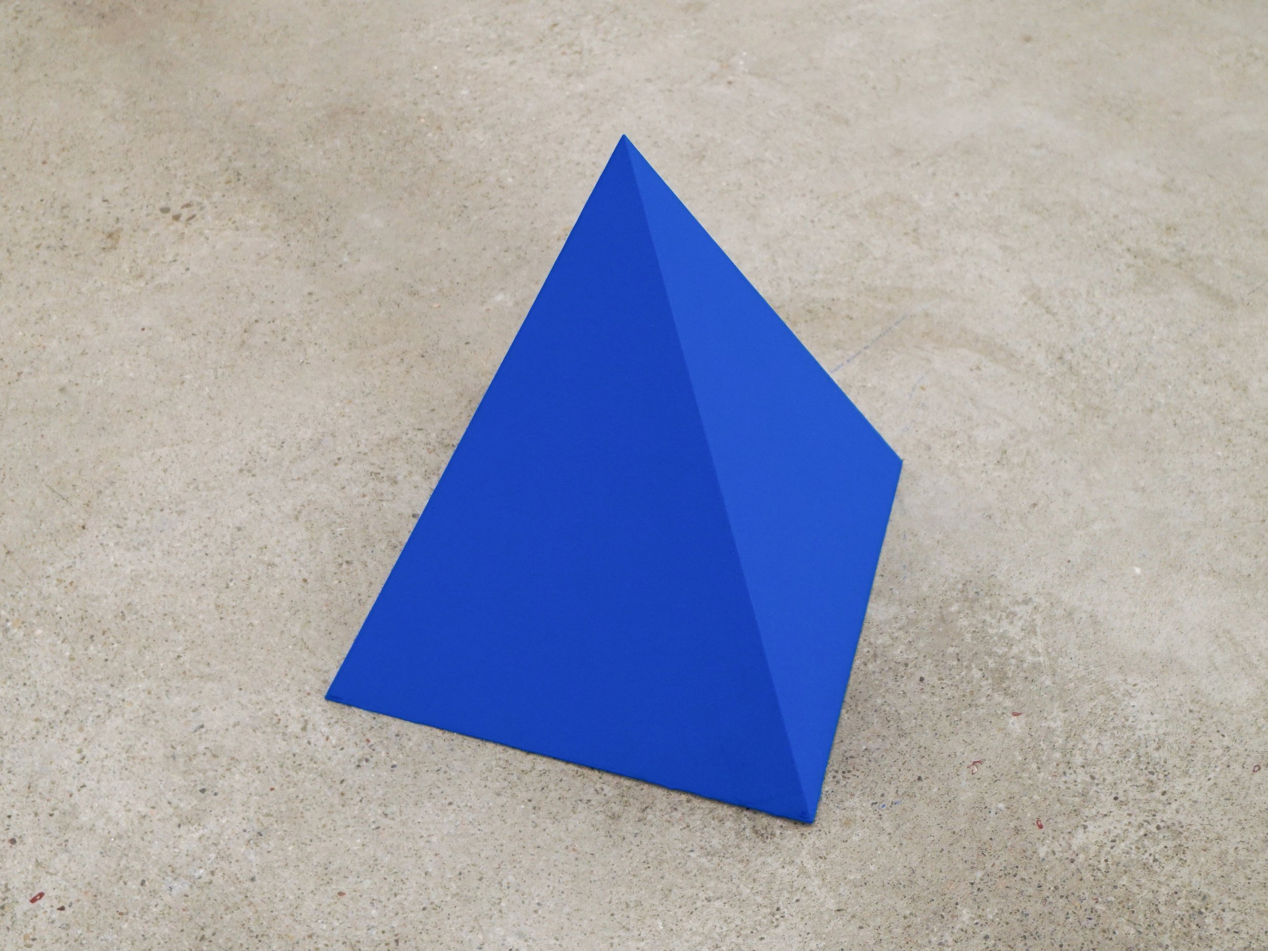 Kate Rhoades  Little Blue Pyramid , 2025 Acrylic on wood 14 x 12 x 12 inches 