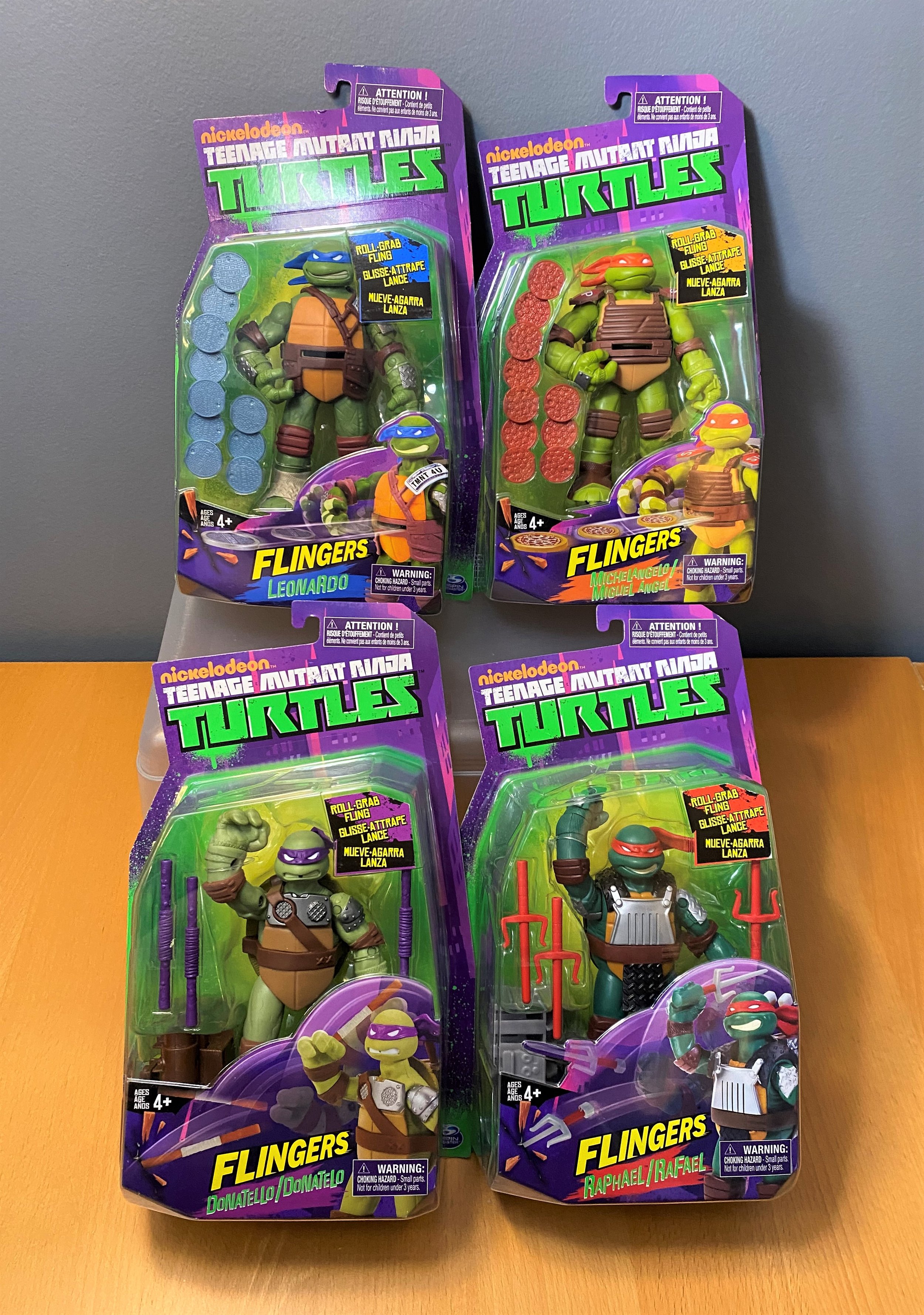 Teenage Mutant Ninja Turtles Flingers 2012 (Raph Don Leo Mike) Set of 4 ...