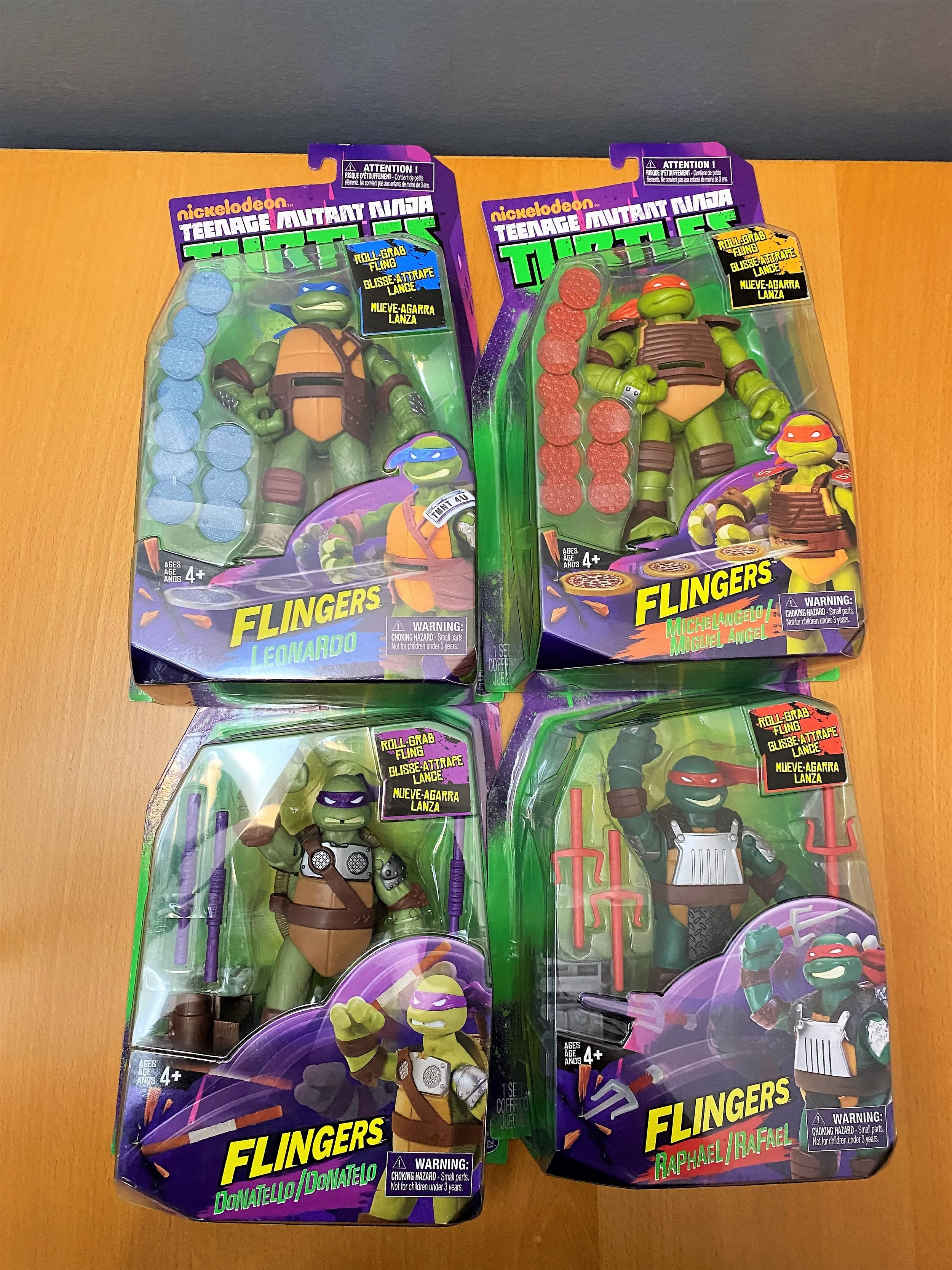 Teenage Mutant Ninja Turtles Flingers 2012 (Raph Don Leo Mike) Set of 4 ...