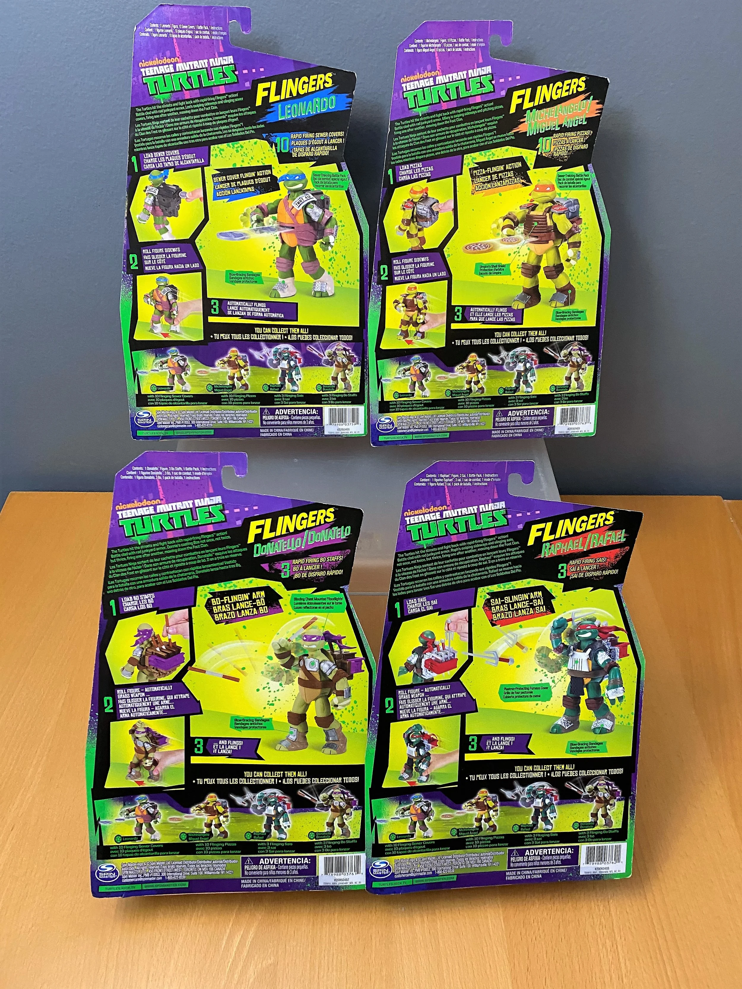 Teenage Mutant Ninja Turtles Flingers 2012 (Raph Don Leo Mike) Set of 4 ...