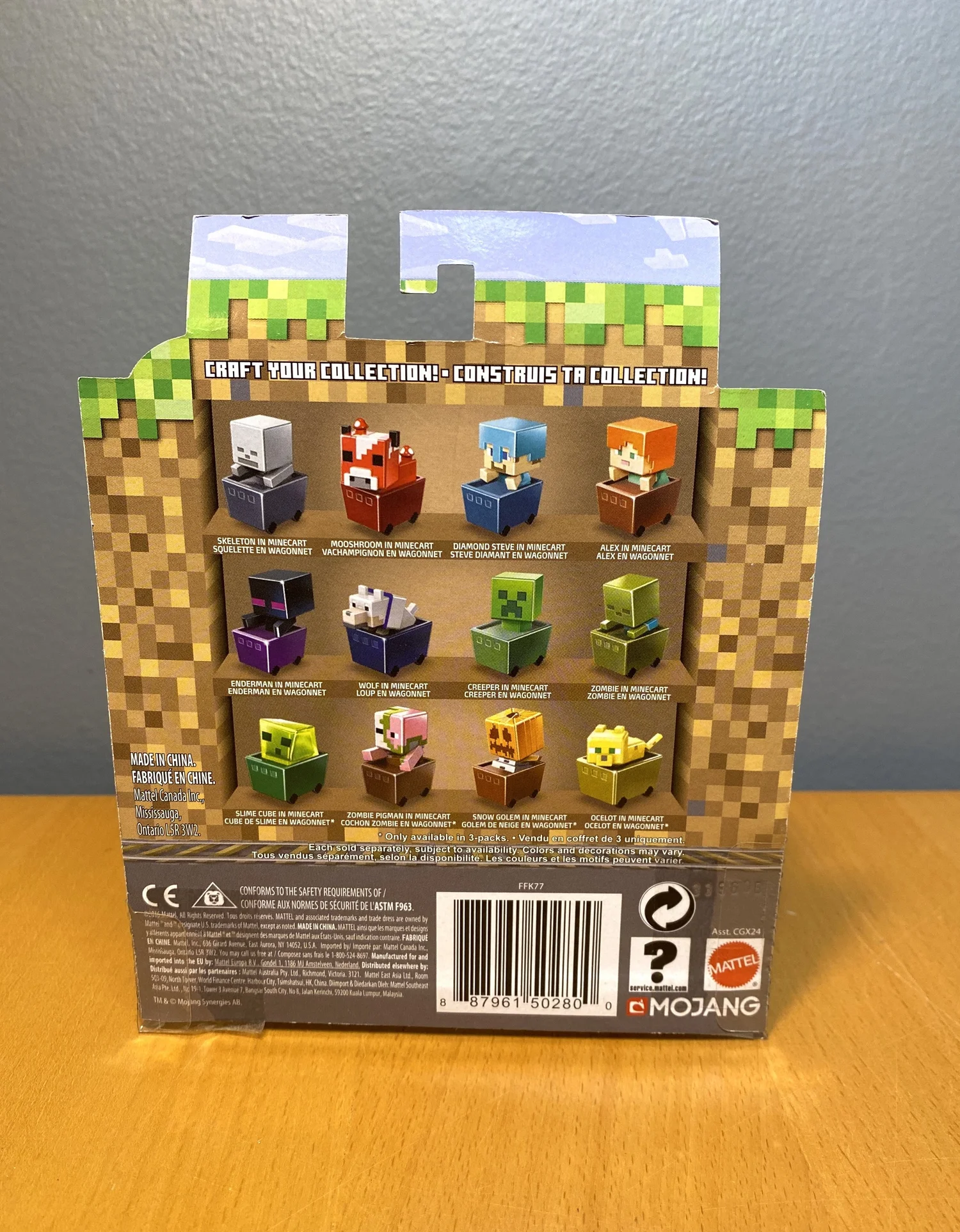 Minecraft Minecart 3-Pack Zombie Pigman, Diamond Steve & Mooshroom
