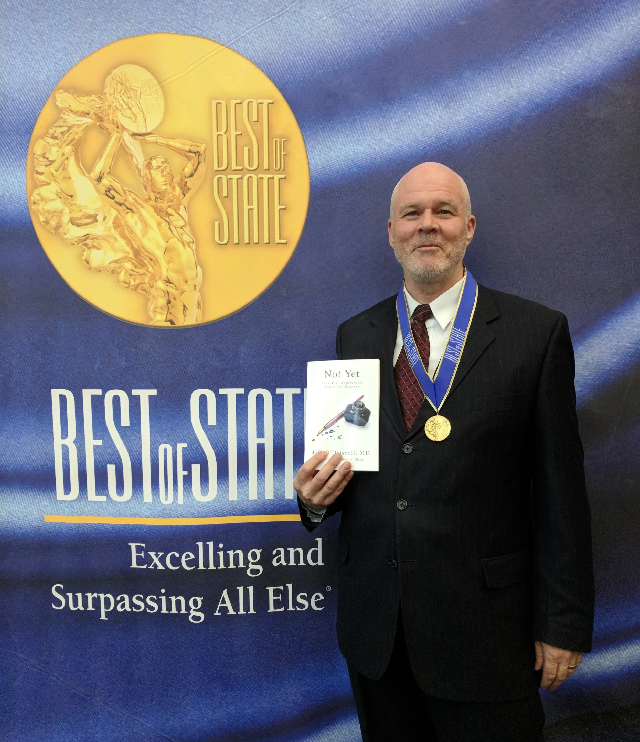 Dr. O'Driscoll presents his award-winning non-fiction book, Not Yet , at the Best of State Utah Awards Gala in Salt Lake City.