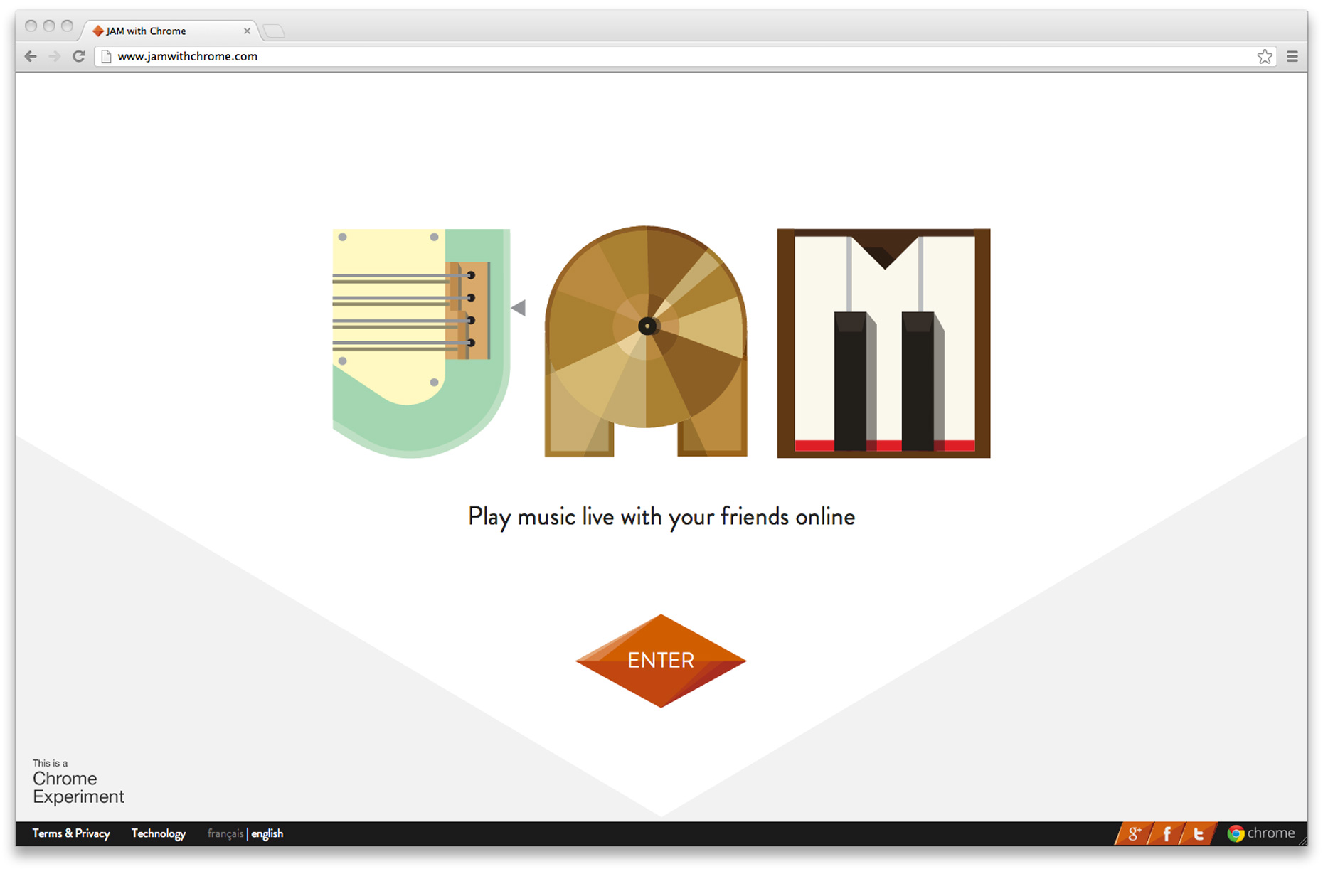 Jam with Chrome is a website where everybody can play music live online with their friends.