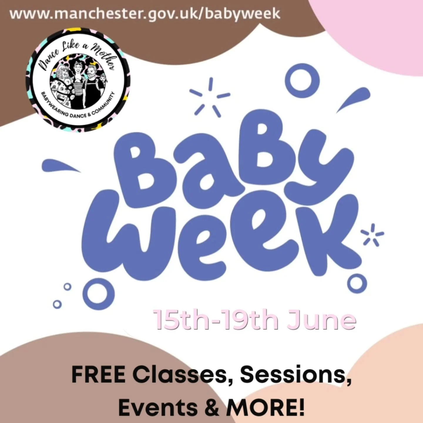 ✨️ Baby Week is Next Week! ✨️

Come find us for the launch Event on Monday 15th Manchester Art Gallery with Esther, Nikki and Sian!

🌟Free DLAM classes🌟

We will be running FREE classes throughout the&nbsp;day (Sign up on the&nbsp;day required. Fir
