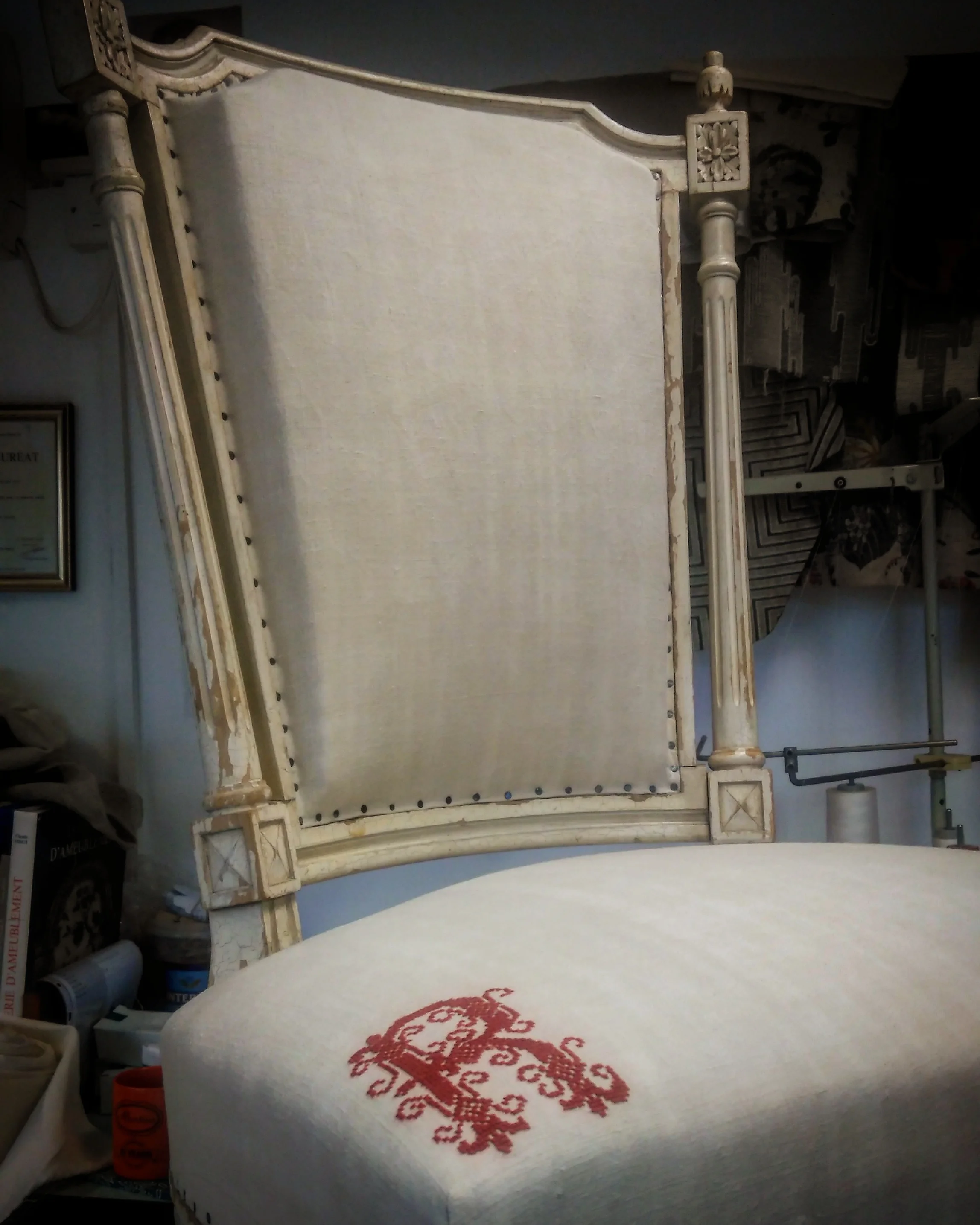 Louis XVI style chair, finished with tacks