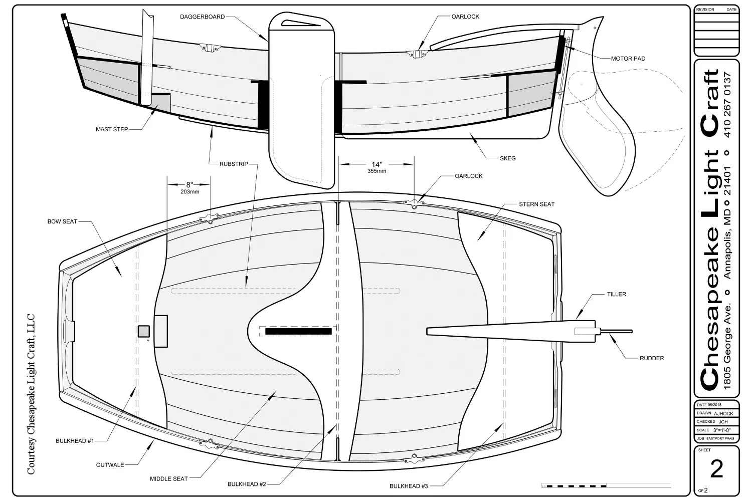 Chesapeake Light Craft, Eastport Pram drawing
