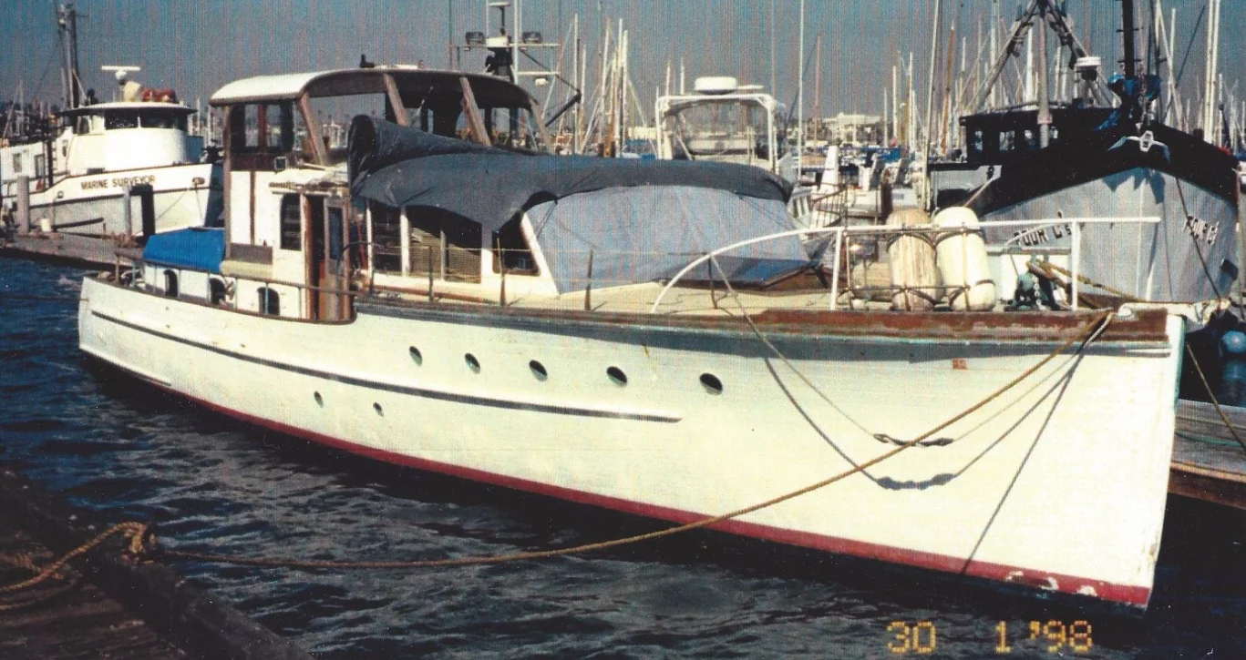 Southwind as she was found at Cabrillo Marina in San Pedro, California in January 1998.
