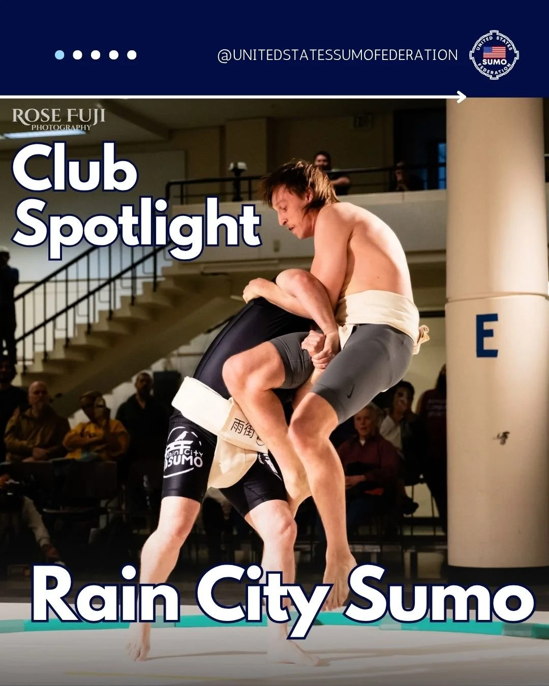 ☔️ Club Spotlight: Rain City Sumo (Seattle, WA)
Founded in 2021, Rain City Sumo brings technique, precision, and Pacific Northwest grit to the dohyō. Led by Nick West and Steven Riggs, the club focuses on technical excellence and community — p