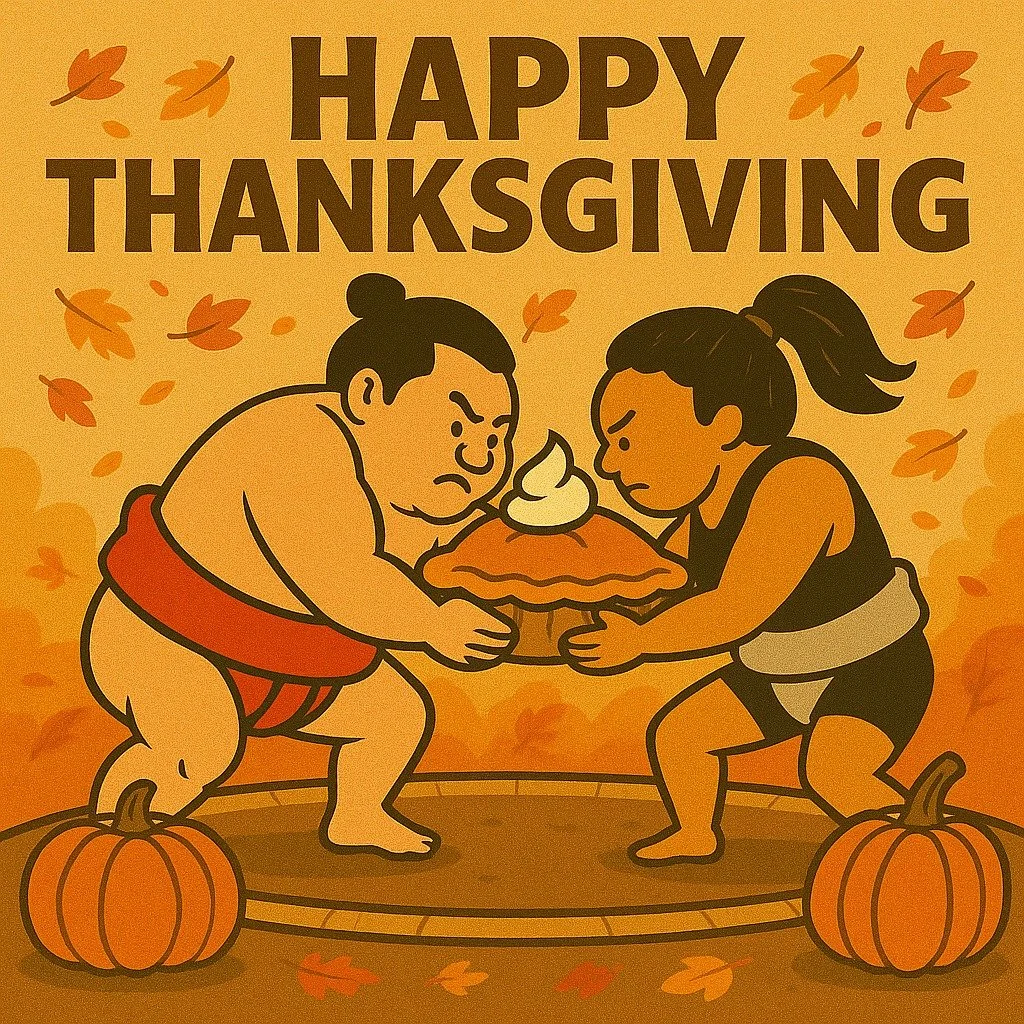 👉 Tag your favorite training partner you&rsquo;d share the last slice with!

🍂 From the dohyo to the dinner table &mdash; we&rsquo;re grateful for this amazing sumo community!

Wishing everyone a Happy Thanksgiving from the U.S. Sumo Federation 🦃
