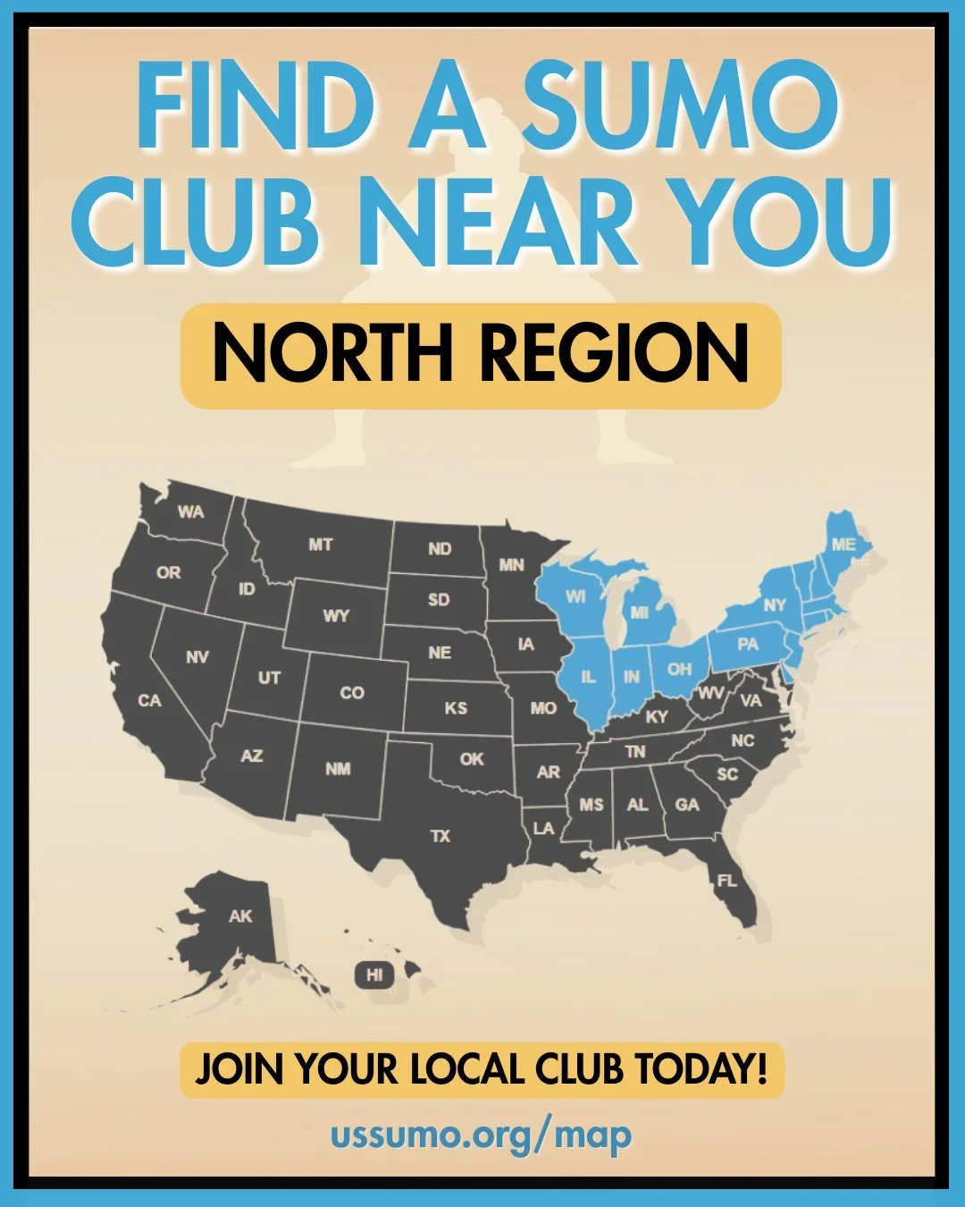 FIND A SUMO CLUB NEAR YOU - NORTH REGION ❄️

Sumo is growing across the North! From Wisconsin to New York, athletes are building strong, welcoming communities dedicated to the sport.

Whether you&rsquo;re brand new or a seasoned competitor, the North