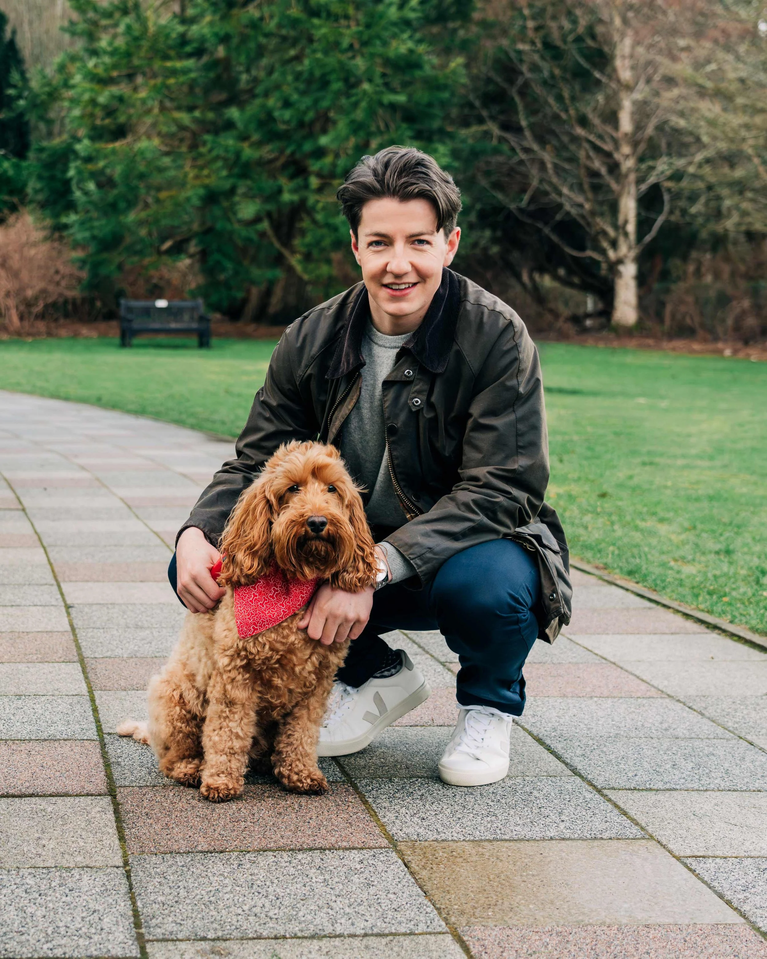 Man with dog smiling - Aberdeen and Aberdeenshire photographer -  Leticia Gaidon Bradford - Headshots - Corporative portraits - Brand Photography - Personal branding - Blog