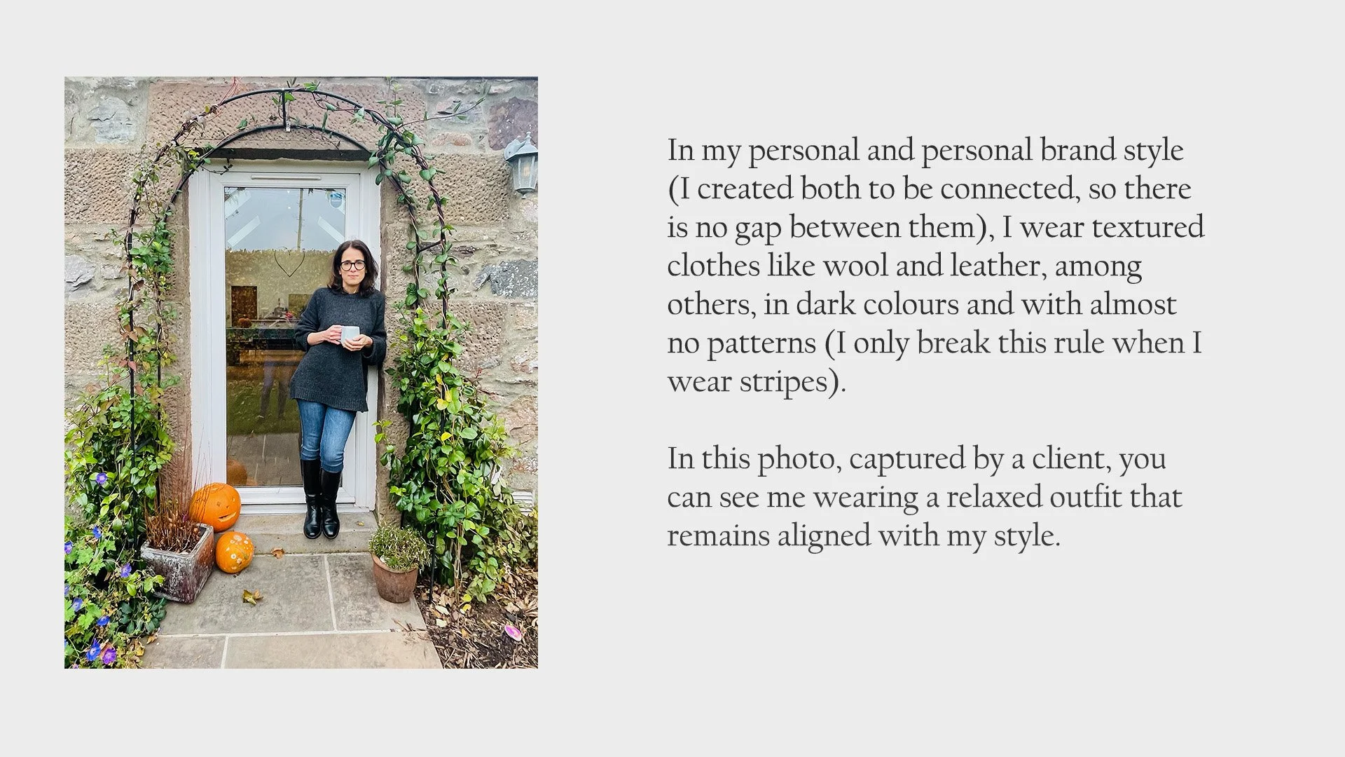 A woman win a cup of coffee smiling. Aberdeen and Aberdeenshire photographer - Leticia Gaidon Bradford Photography - Headshots - Portraits - Corporative photos - Personal Branding - boudoir - Dating App Profile - Blog