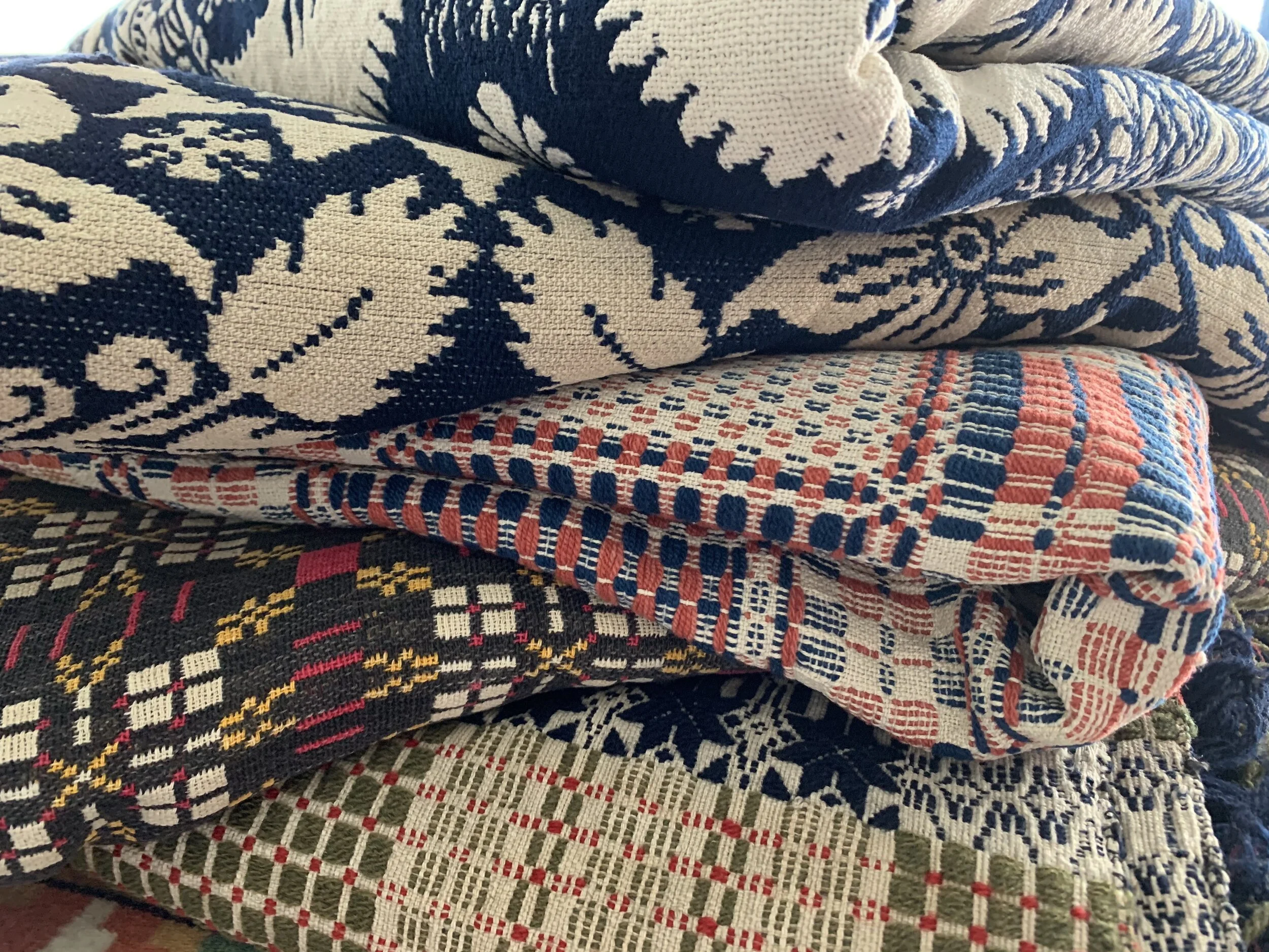19th Century hand woven American Coverlets