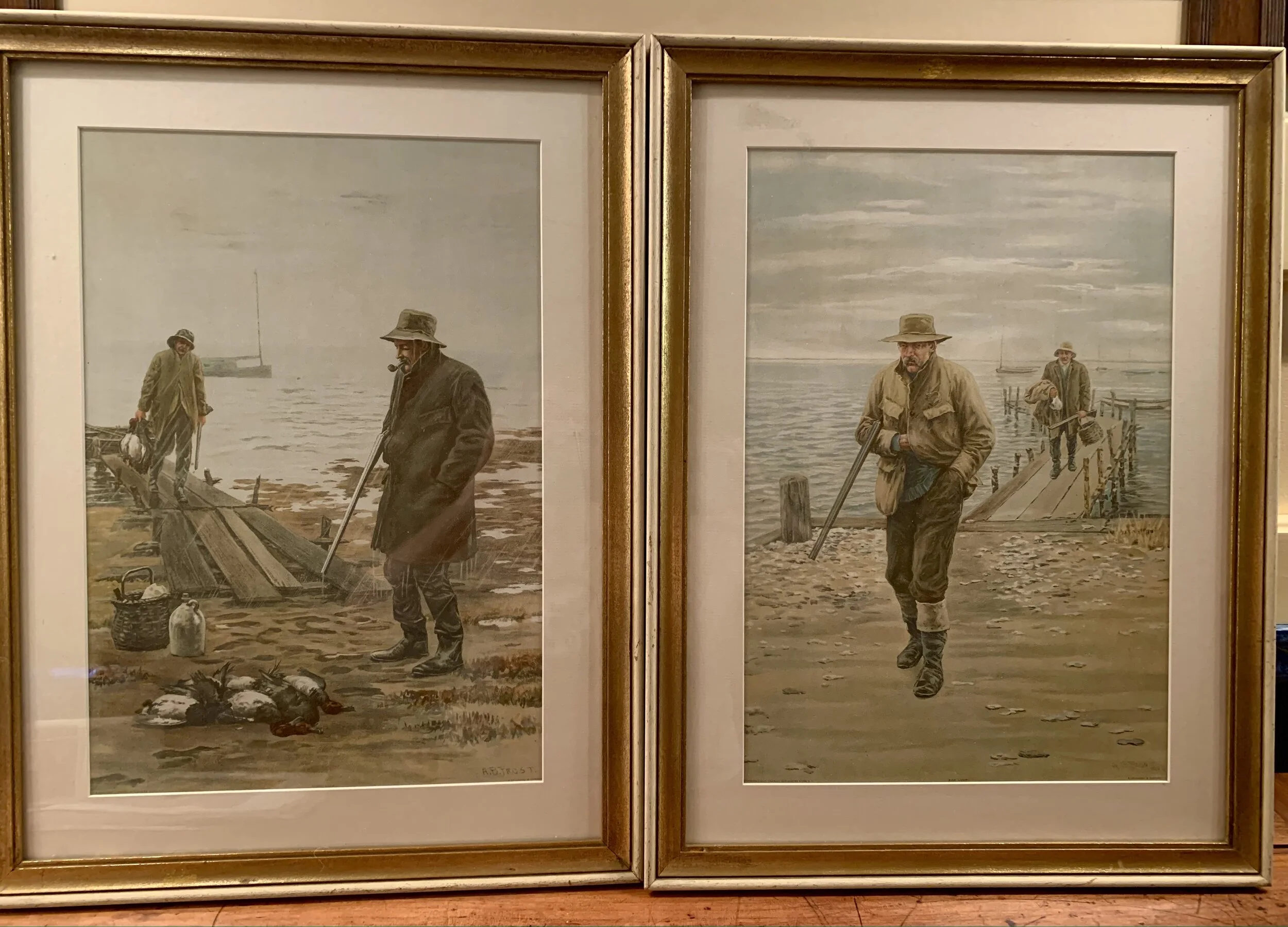  “Good Luck; Bad Luck” framed chromolithographs by A. B. Frost 1903.    $500.00 for the pair. (A-7) 