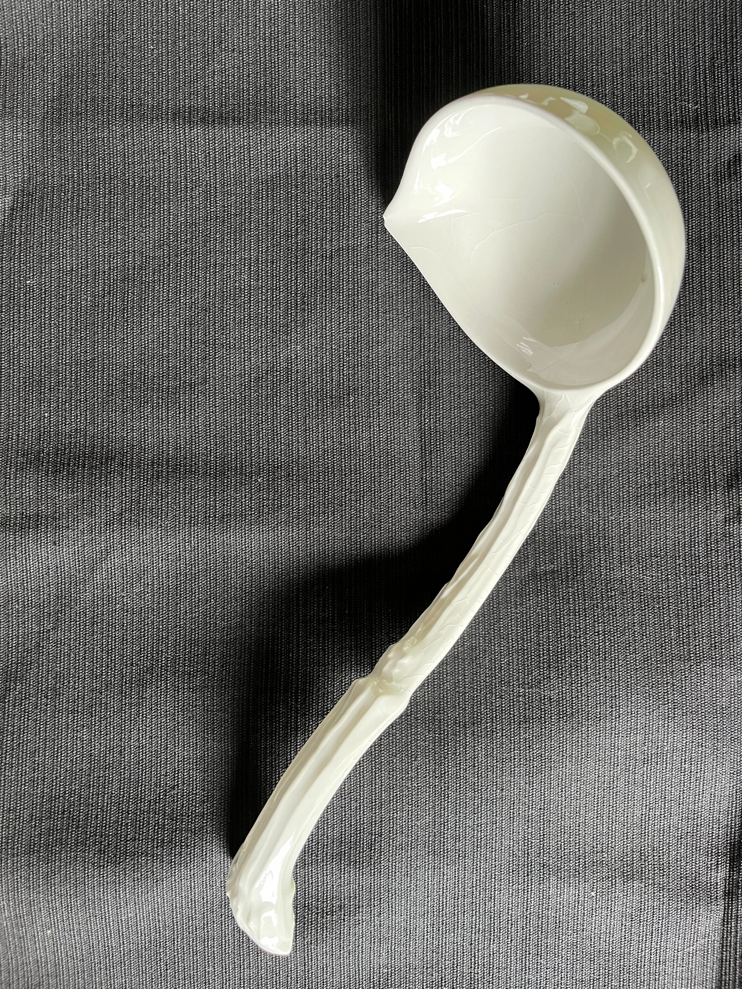  Ladle - punch/toddy - Branch Handle, unmarked, light crazing, flake at spout, wear on back of handle.  (pics).    IS-238 $35.00 