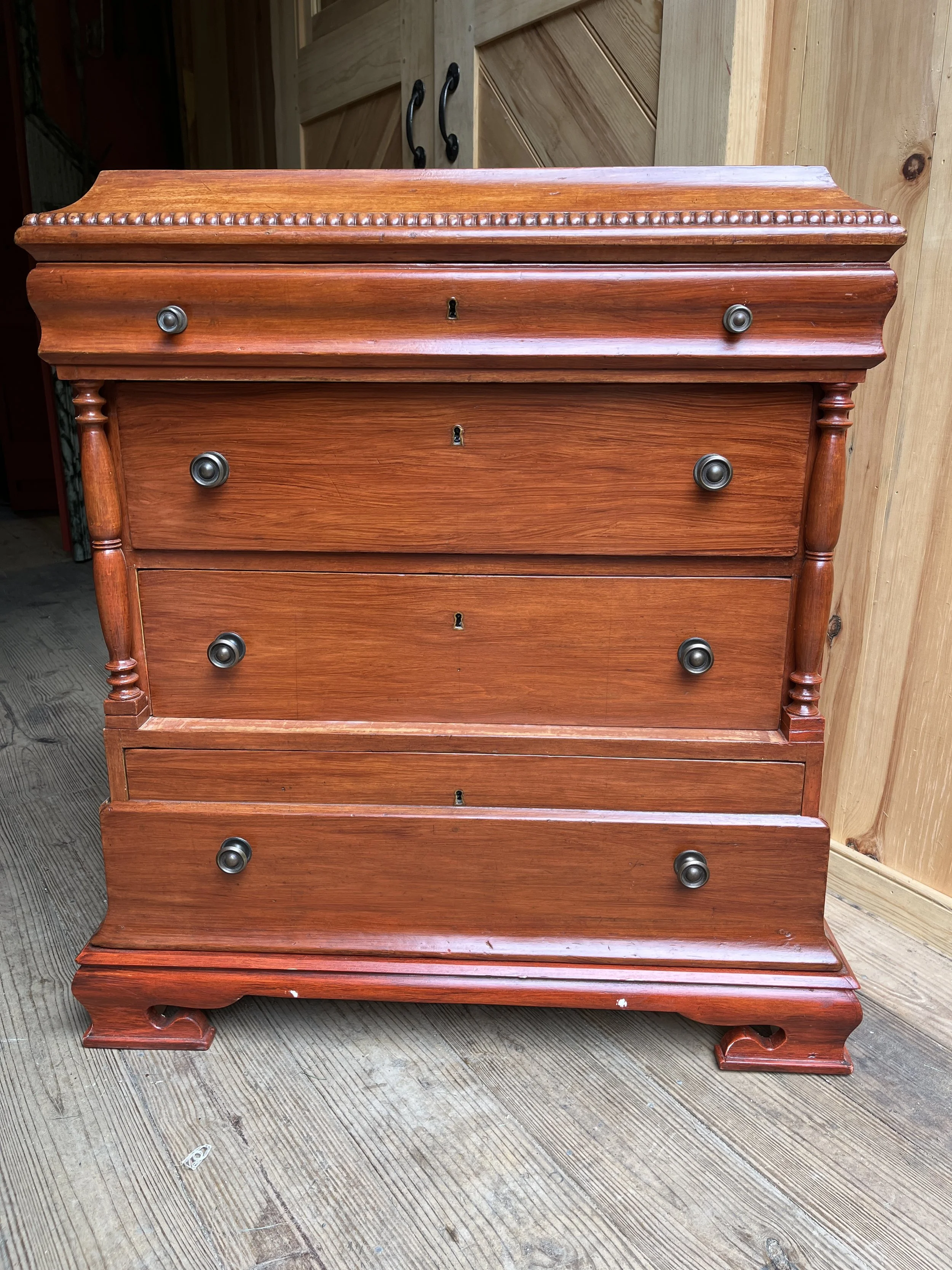  Norwegian Sideboard restored; locks, keys - mid-19th Century; painted pine. 35” W x 40” H x 19” D.    F-55 $650.00  