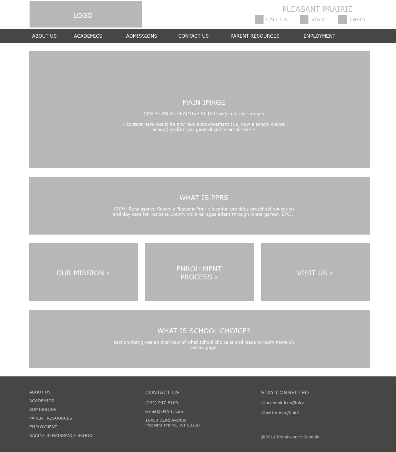 home page wireframe