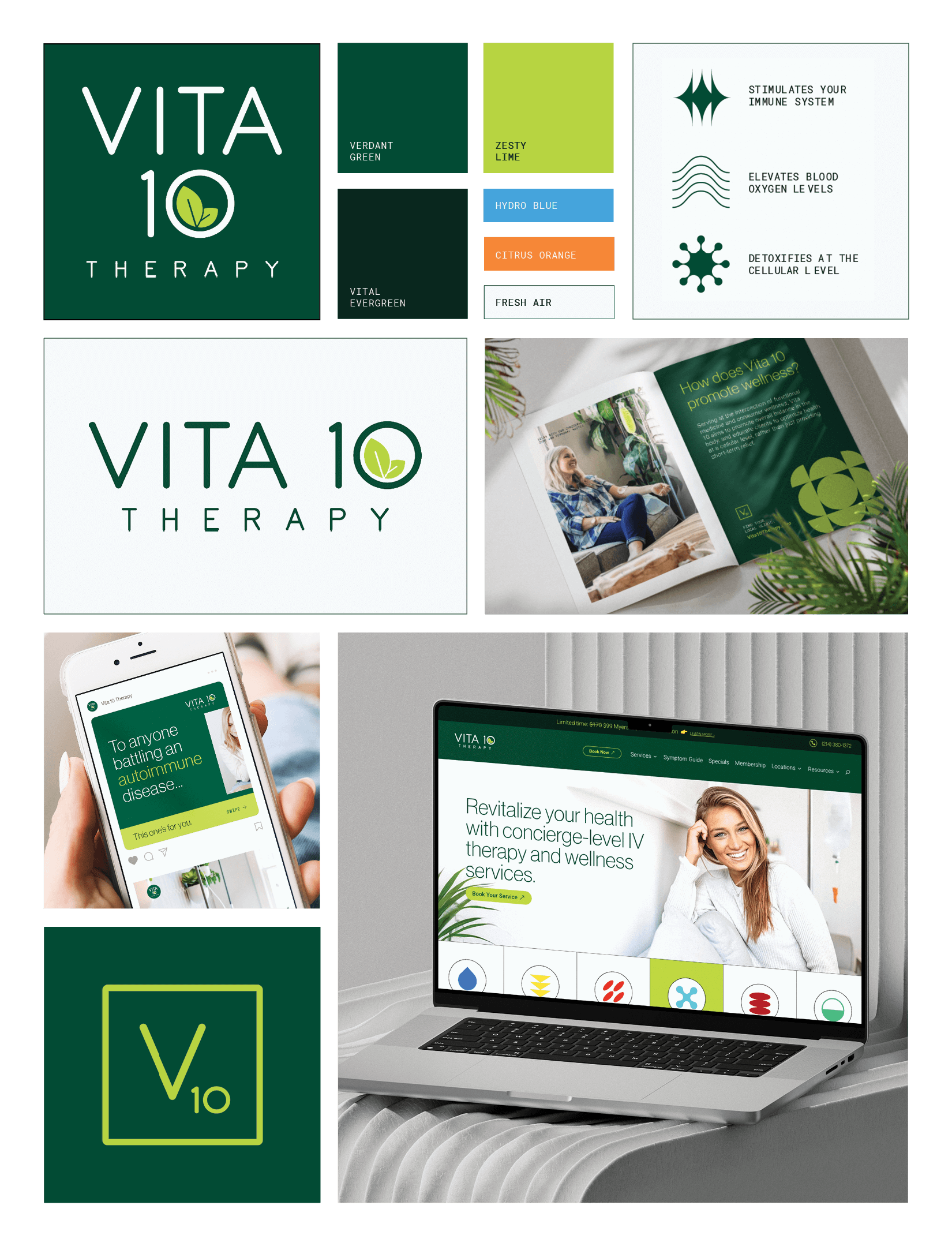 Vita 10 Therapy brand and visual identity