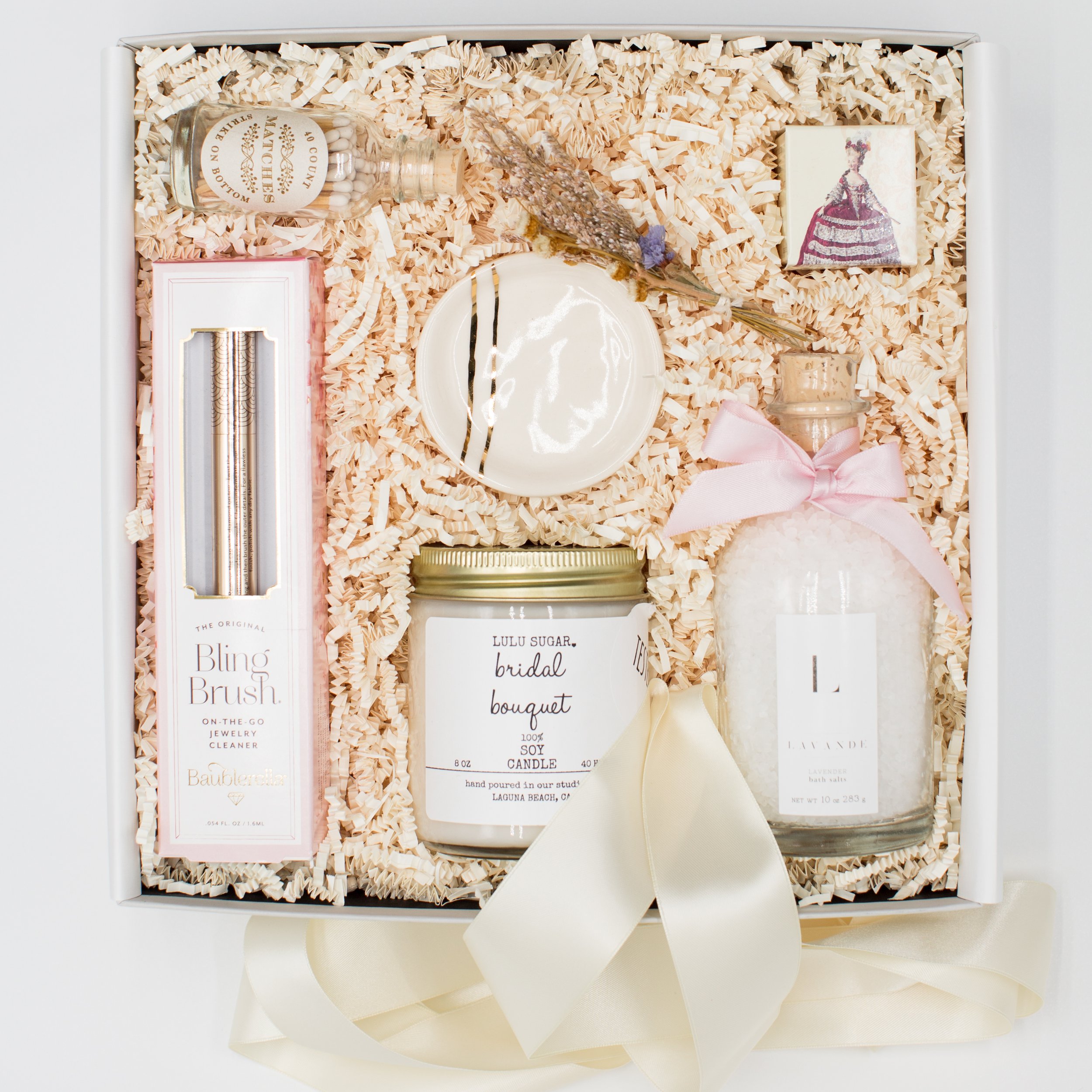 White Custom Bride Gift Box Personalised with Wedding Date – Pink Positive