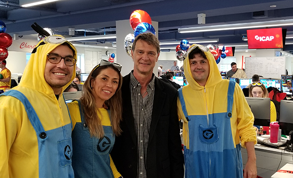 Don Mattingly with the Minions on the ICAP Floor 2018.jpg
