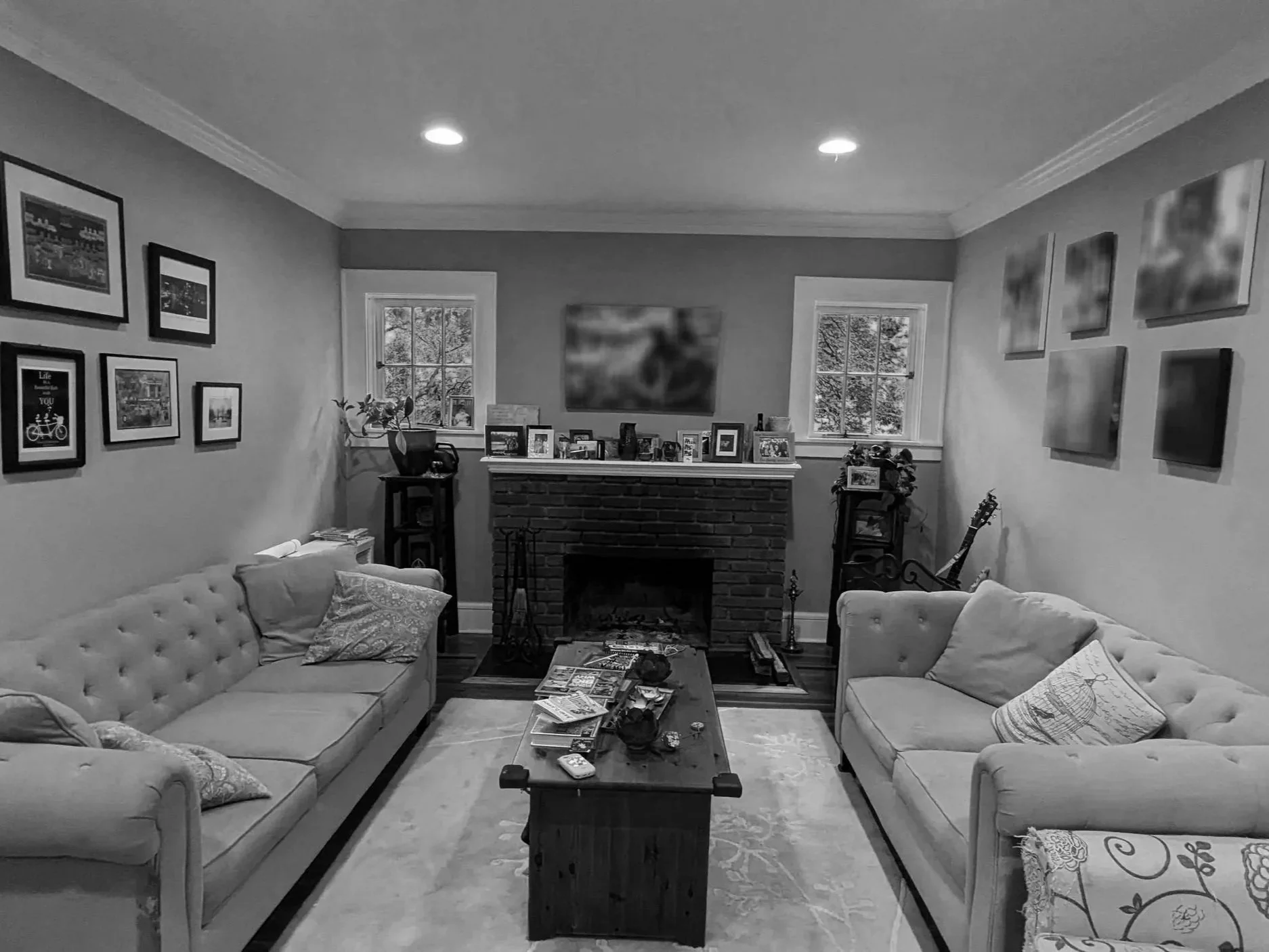   Living Room Before:  Here's the living room as the family knew it for years, closed off from the rest of the house and not making the most of its best feature. 