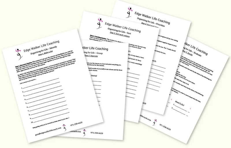 The "Empower Your Journey in 8 Easy Steps" package includes six specific clarifying steps that include coaching time, instructional worksheets, a mind map and two follow-up coaching appointments.