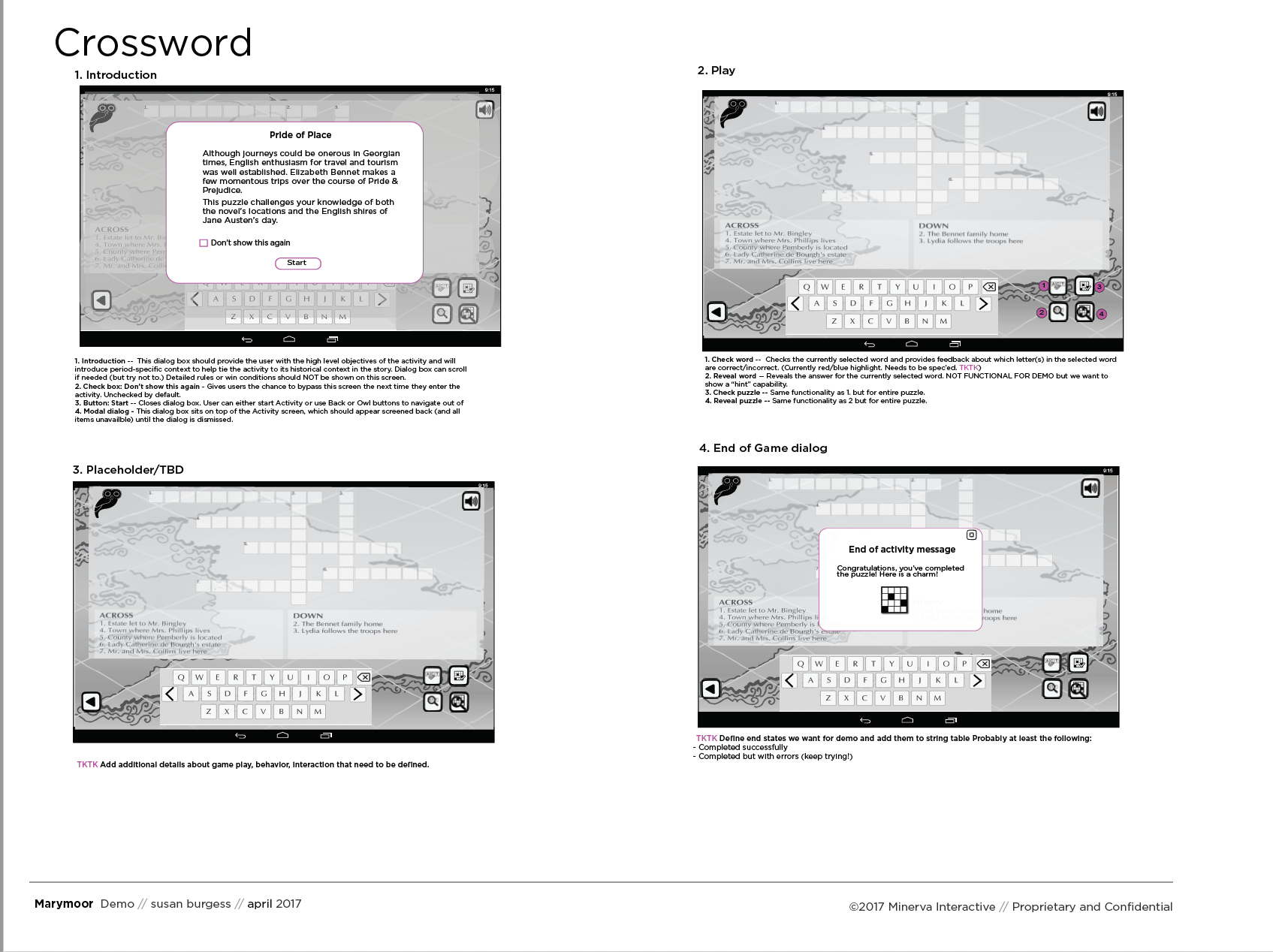 Crossword Activity Wireframe