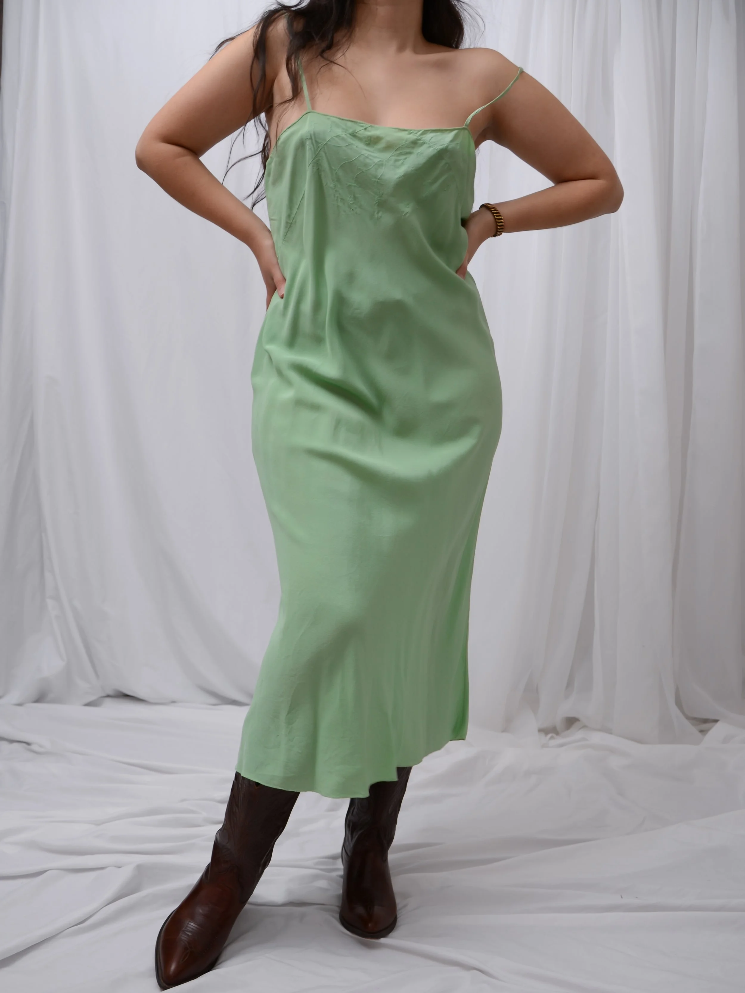 20s Silk Slip Dress (L)