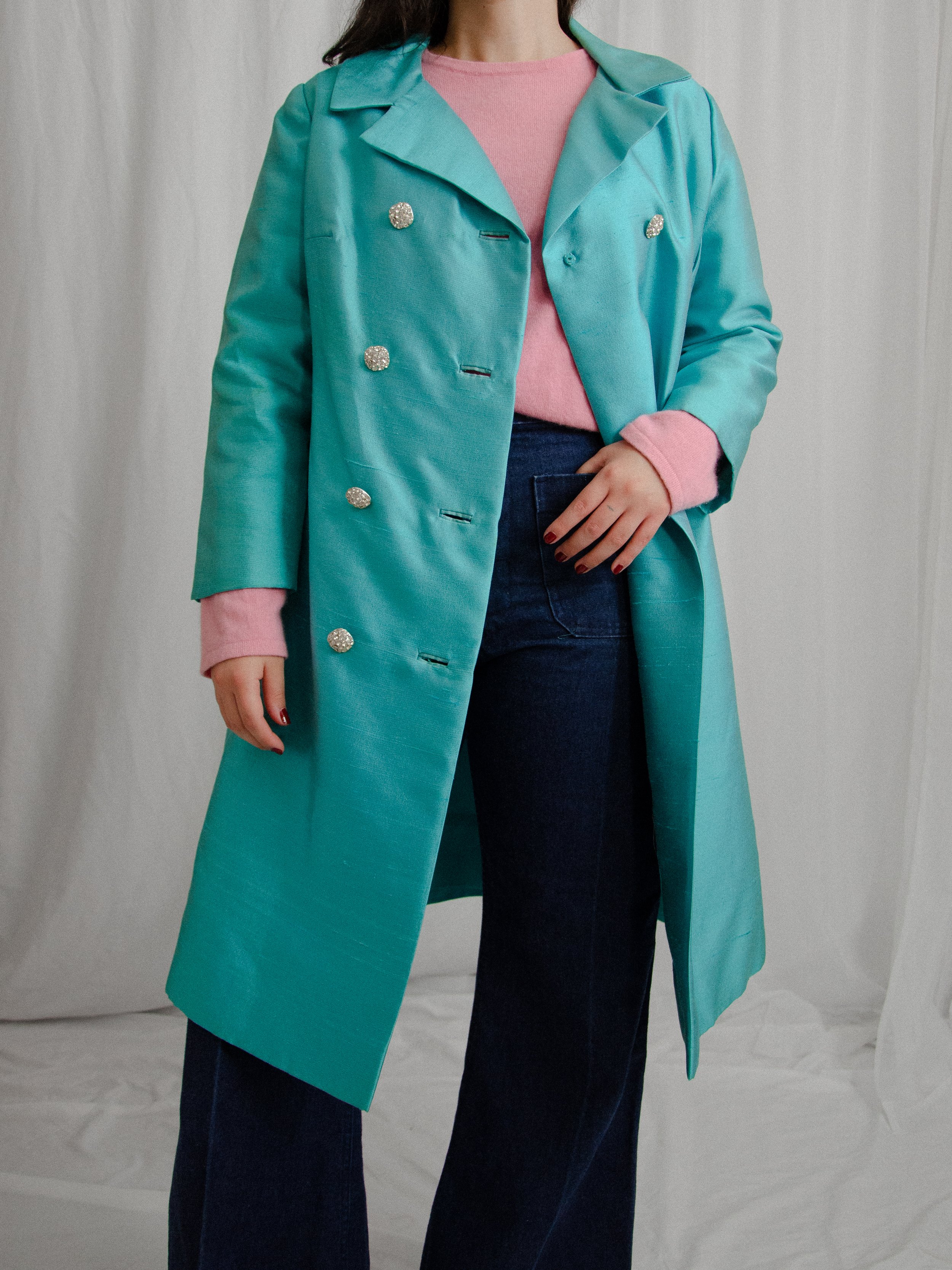 60s Silk + Rhinestone Coat (M)