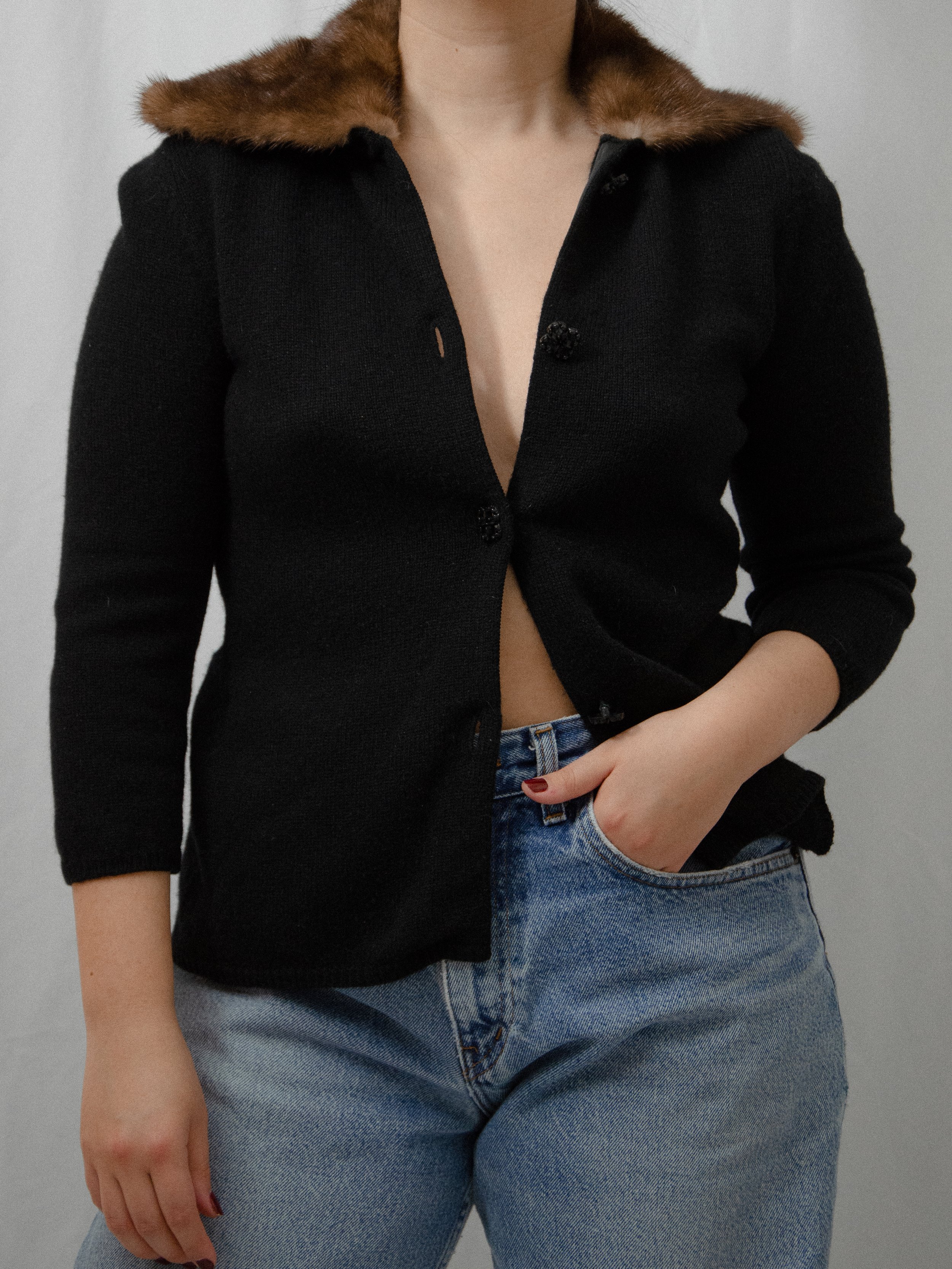 40s Mink Fur Cardigan (S/M)