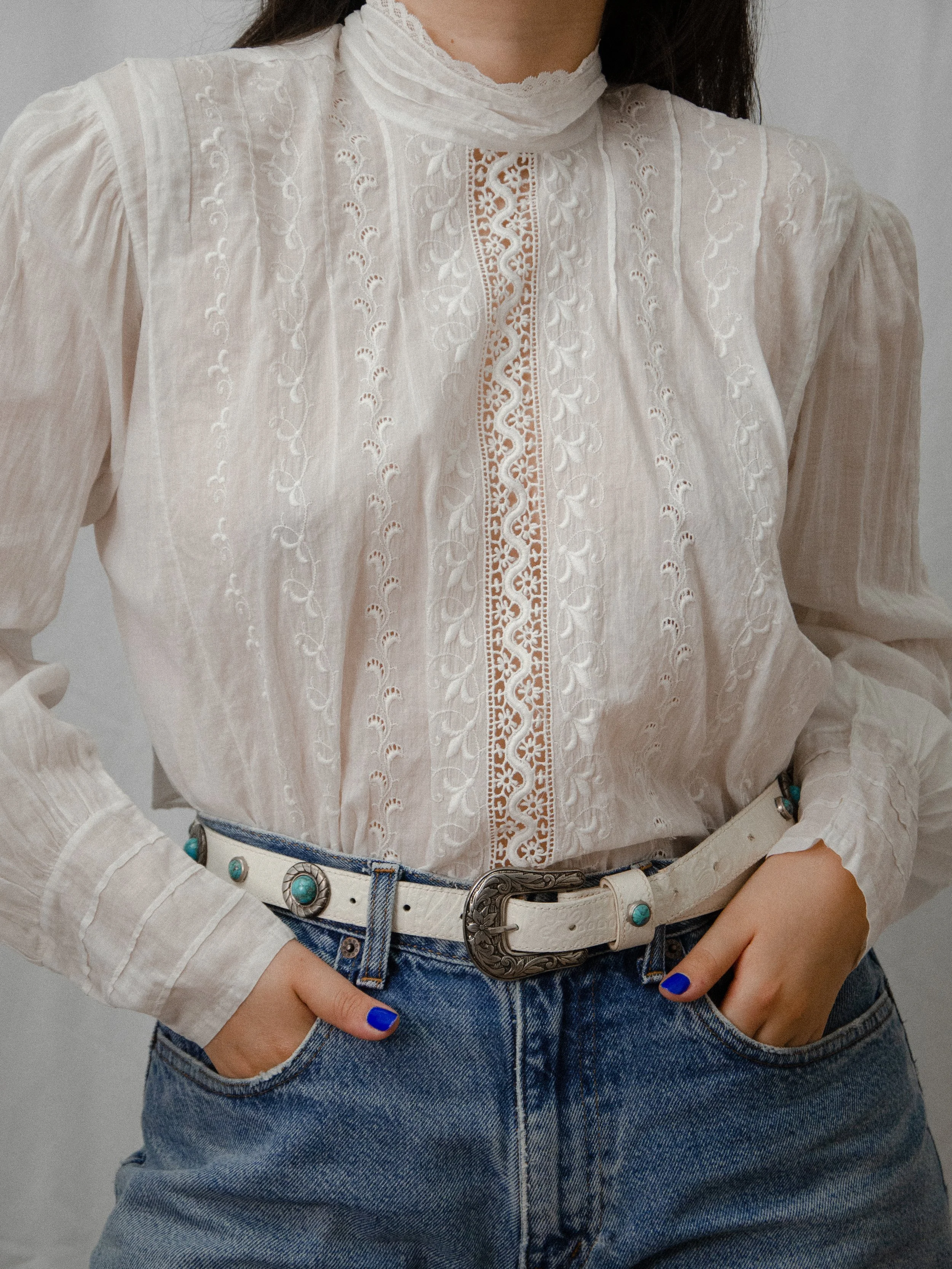 Edwardian Mock Neck Top (M)
