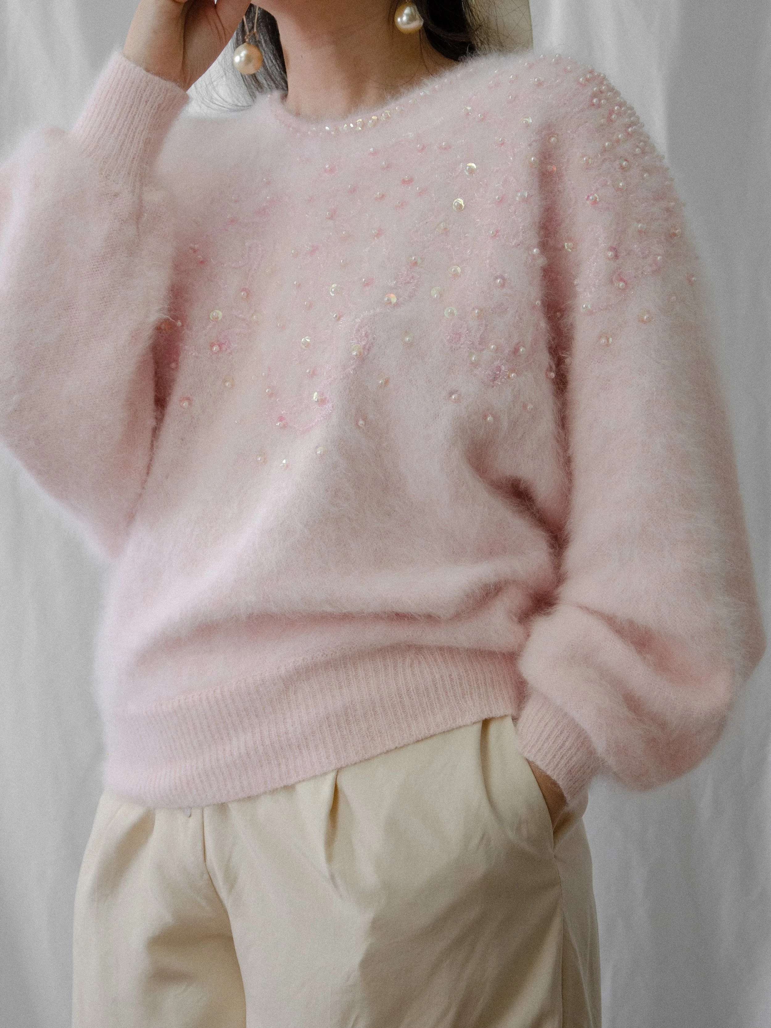 Pink Angora Sweater (L)