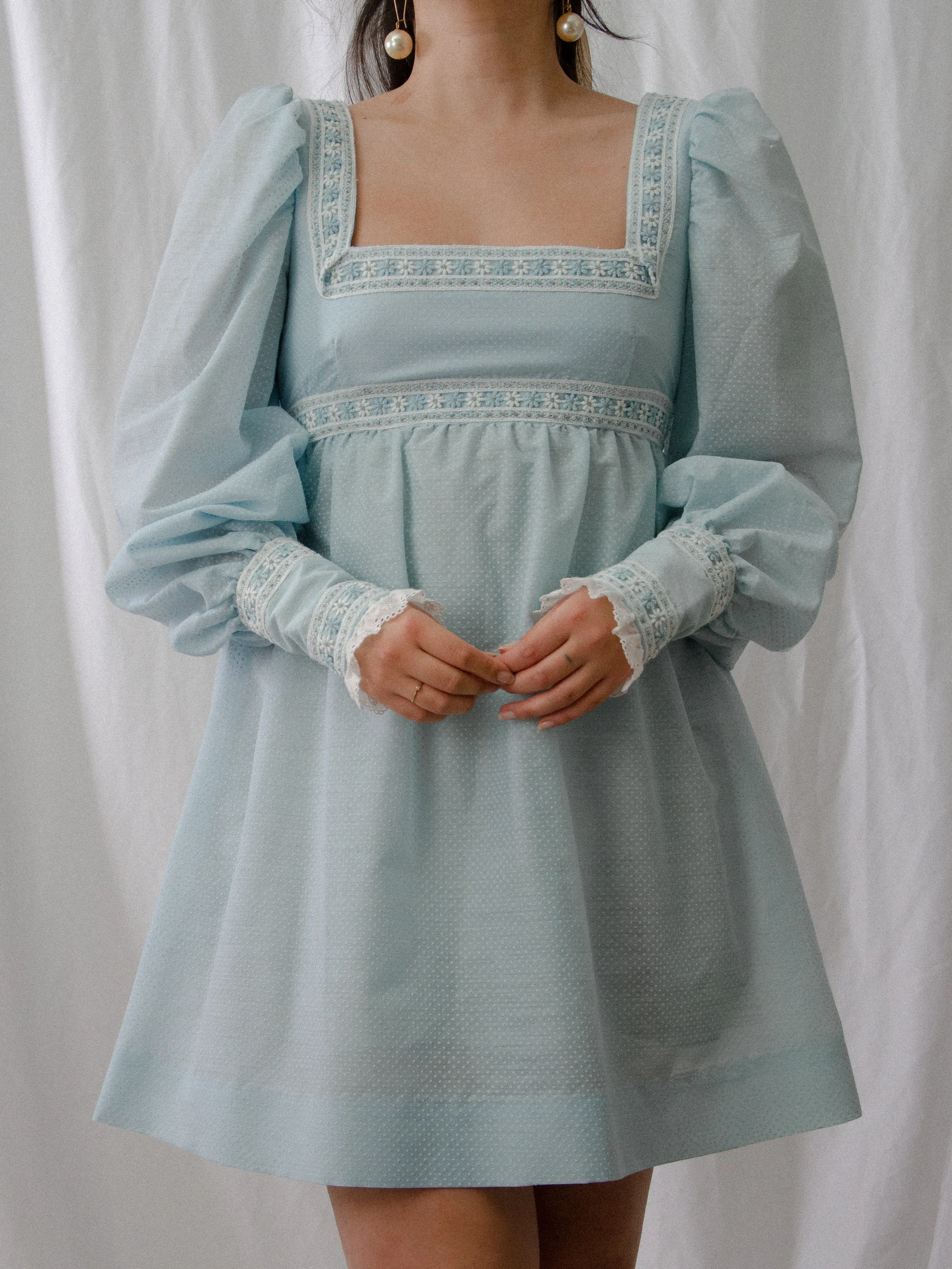 70s Bluebonnet Mini Dress (S/M)
