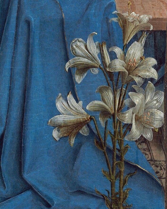 Detail from Jan van Eyck&rsquo;s The Annunciation c. 1434 🩵