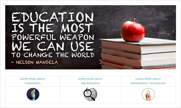 Dreem Nutrition's CBD research landingpage quoting Nelson Mandela.