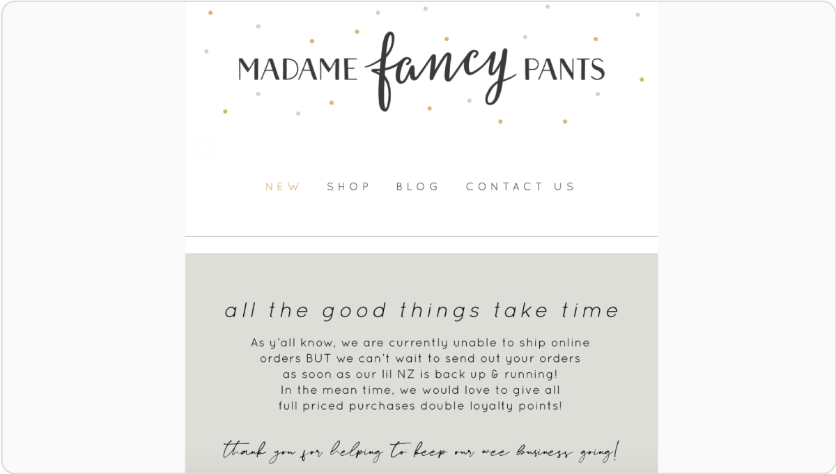 Madame Fancy Pants keeps customers up to day using Marsello’s One-off Email Campaigns