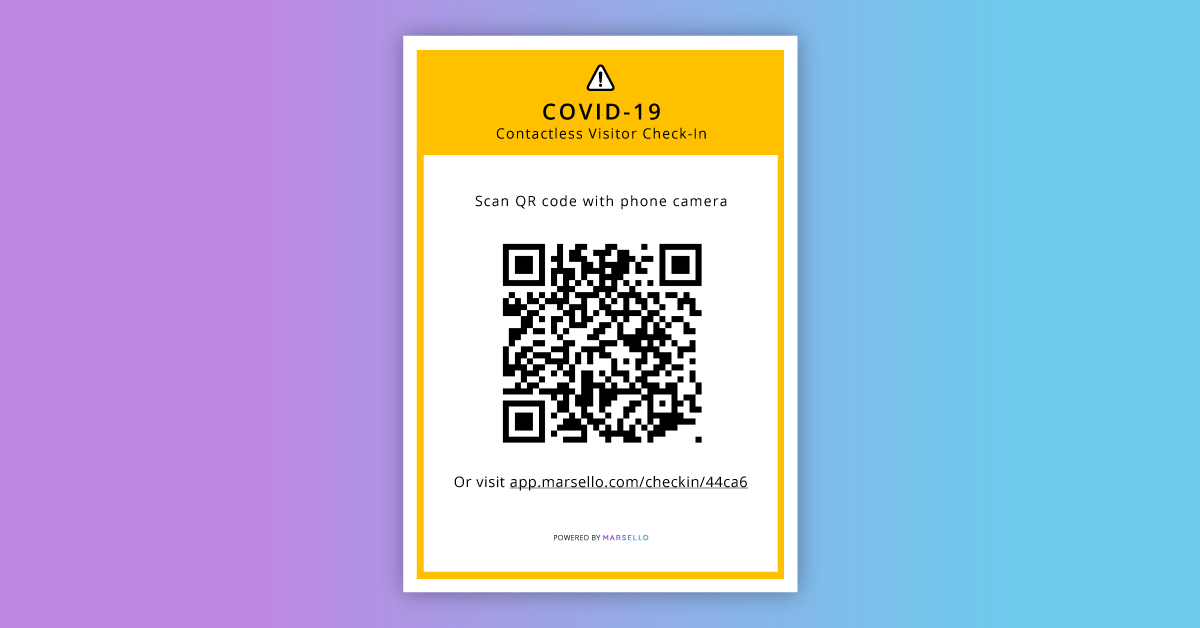 COVID-19 contactless visitor check-in form with QR code