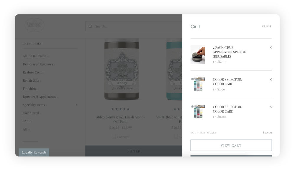 Heirloom Tradition's online cart