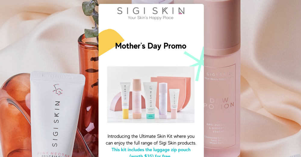 Sigi Skin's mother's day promotional email